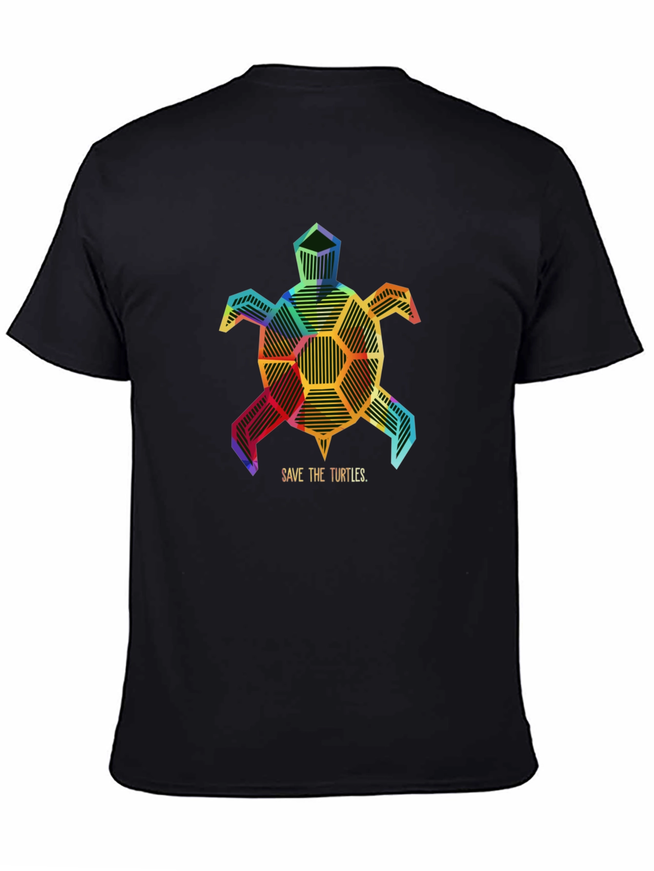 Geometric Turtle Save Turtles Graphic Tee - Black