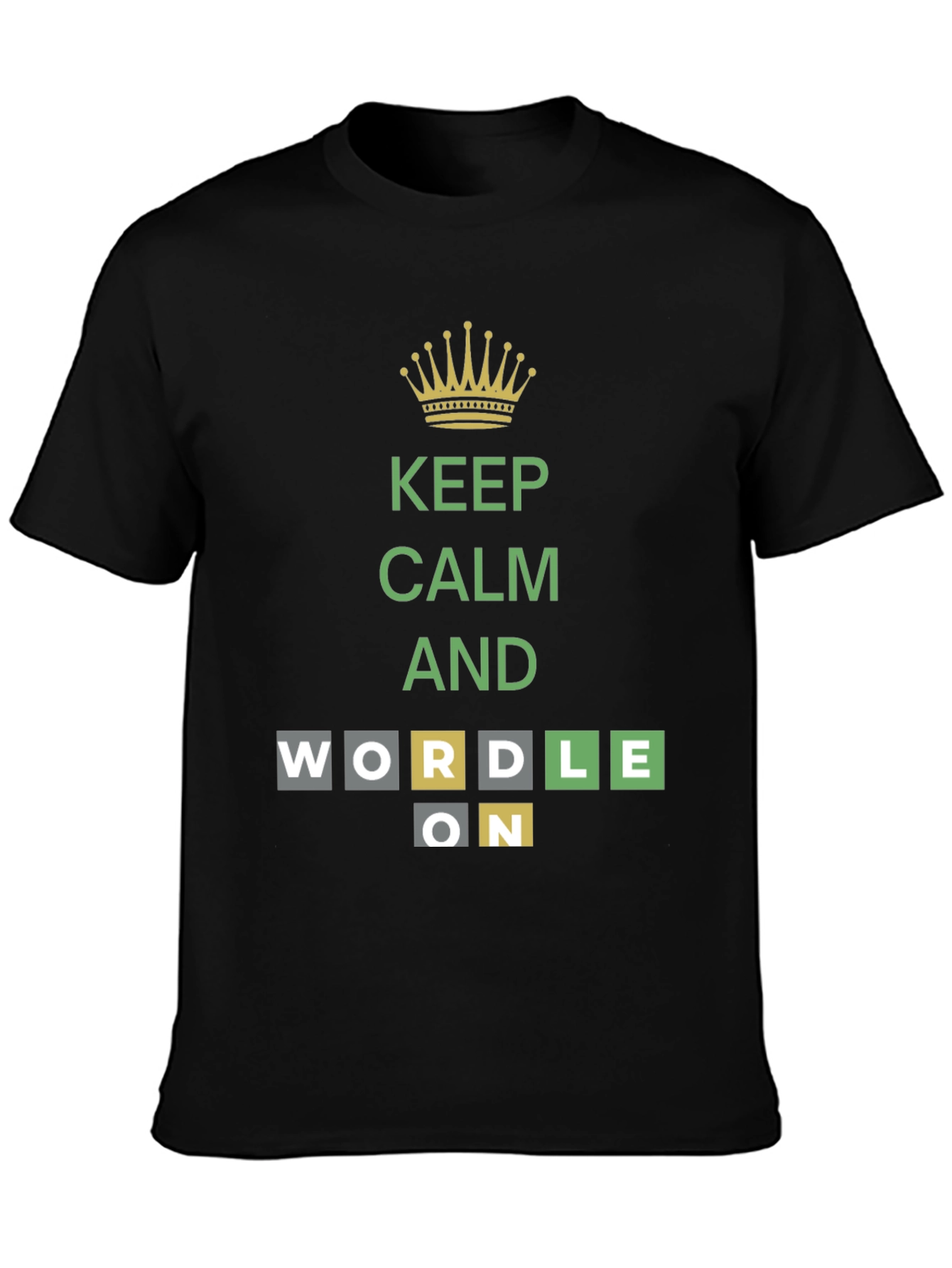 Keep Calm and Wordle On Black T-Shirt