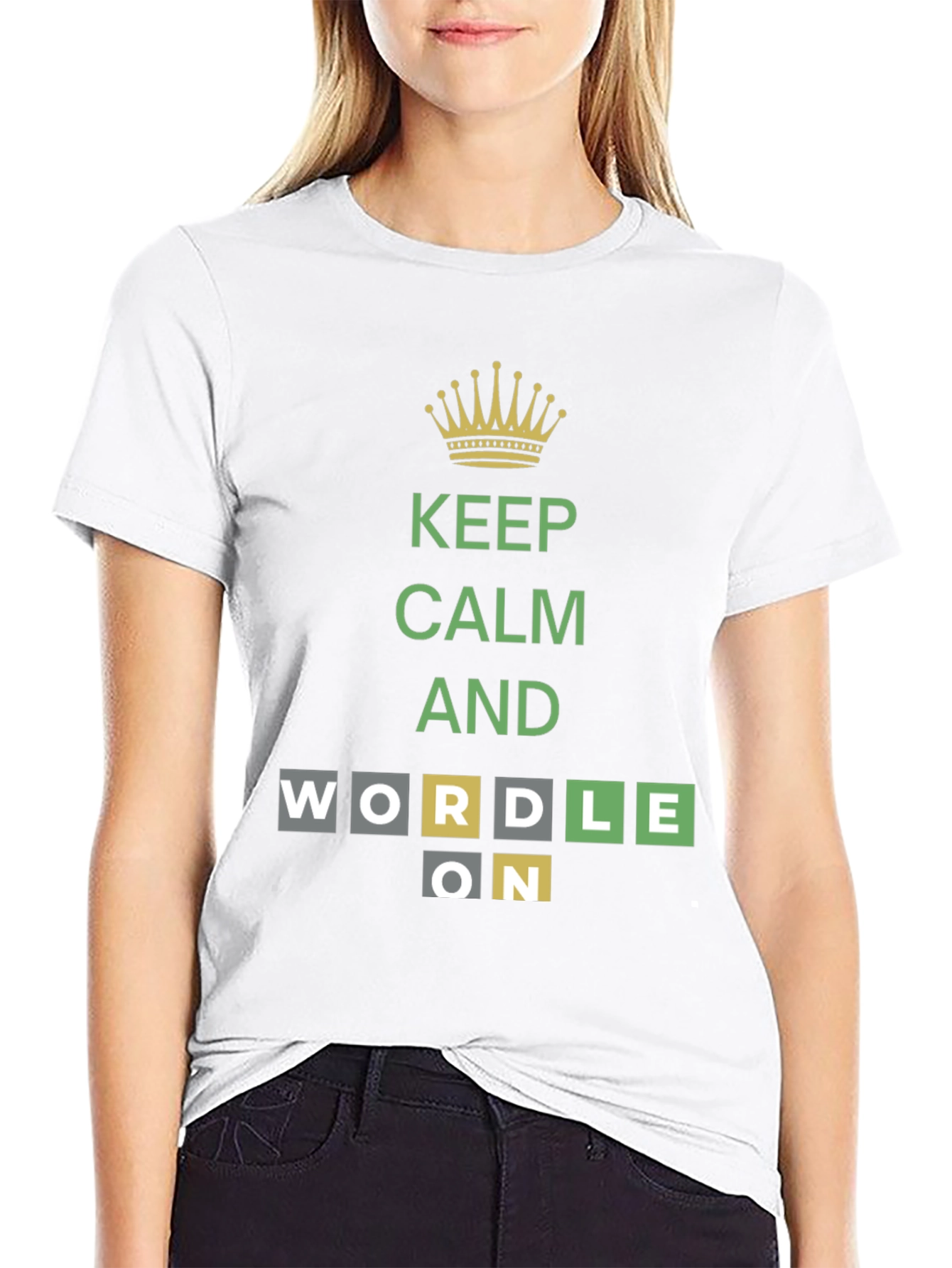 Keep Calm and Wordle On Black T-Shirt
