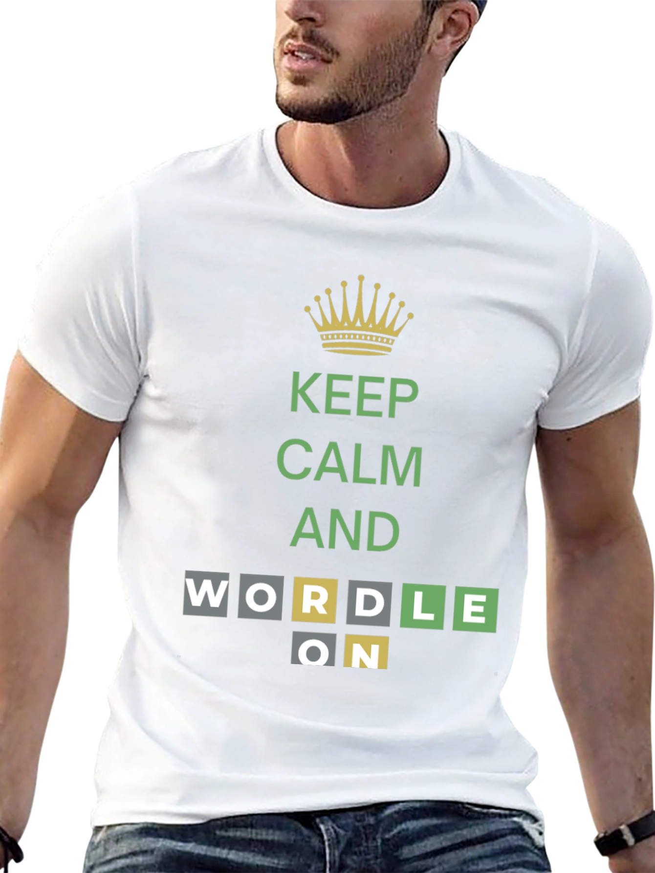 Keep Calm and Wordle On Black T-Shirt
