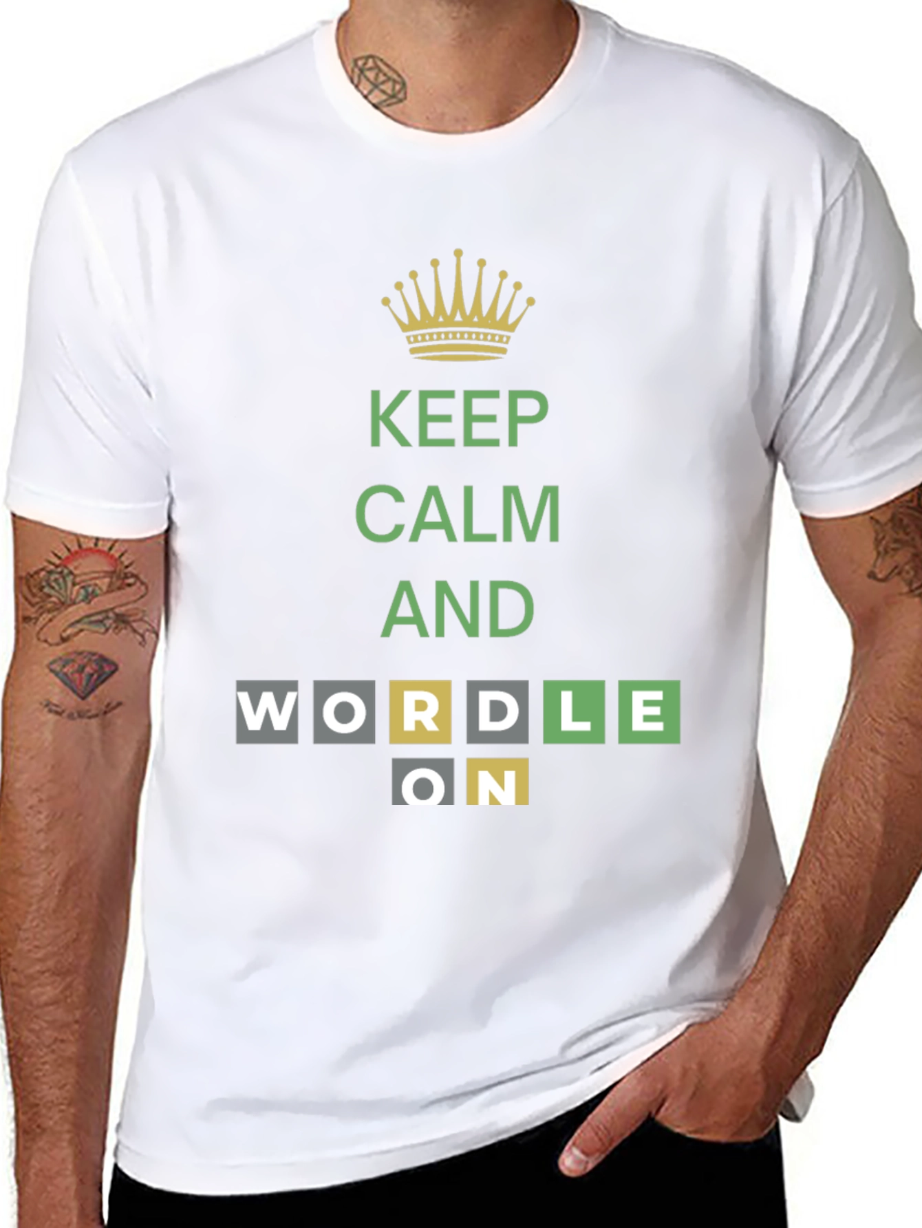 Keep Calm and Wordle On Black T-Shirt