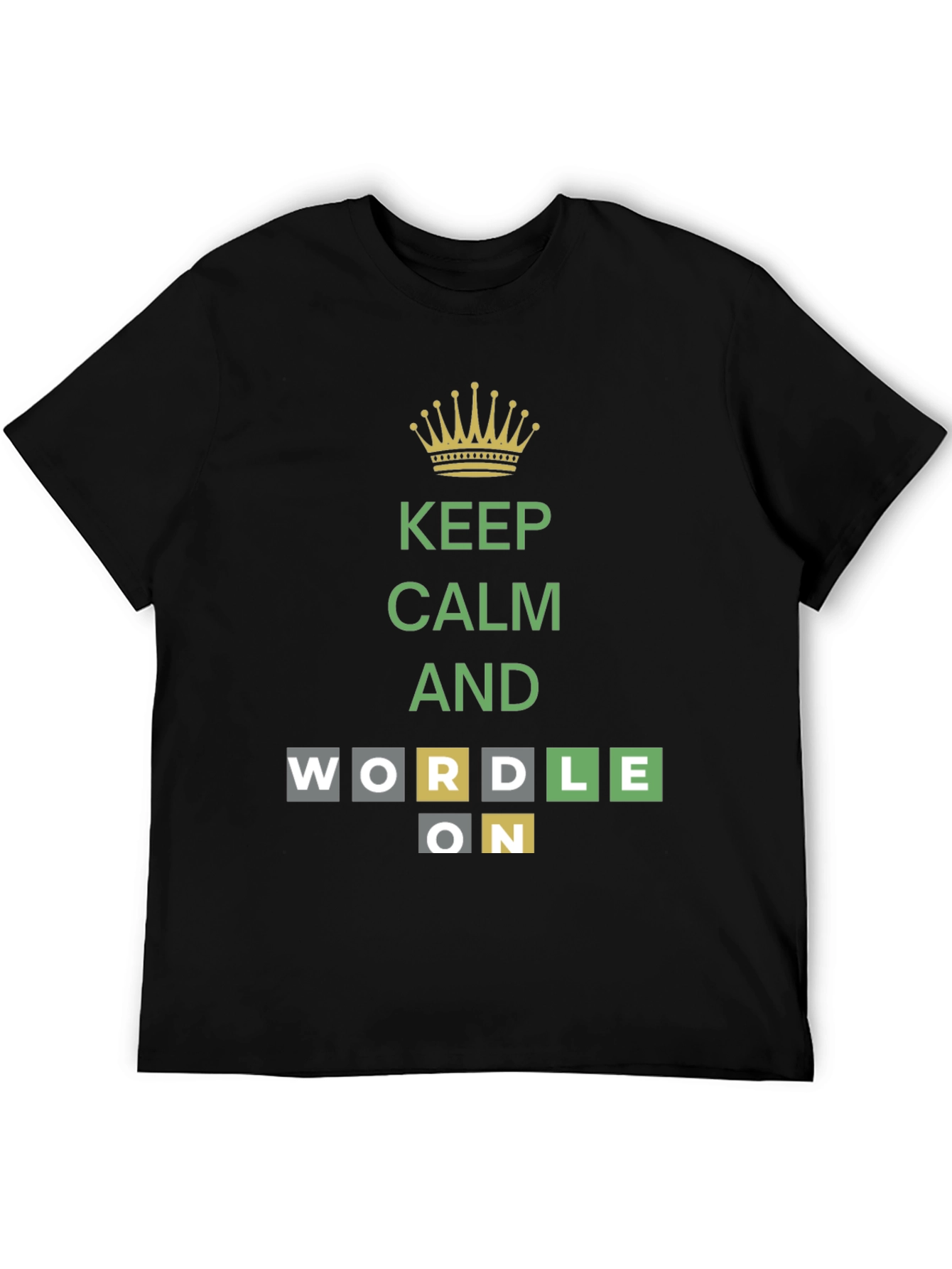 Keep Calm and Wordle On Black T-Shirt
