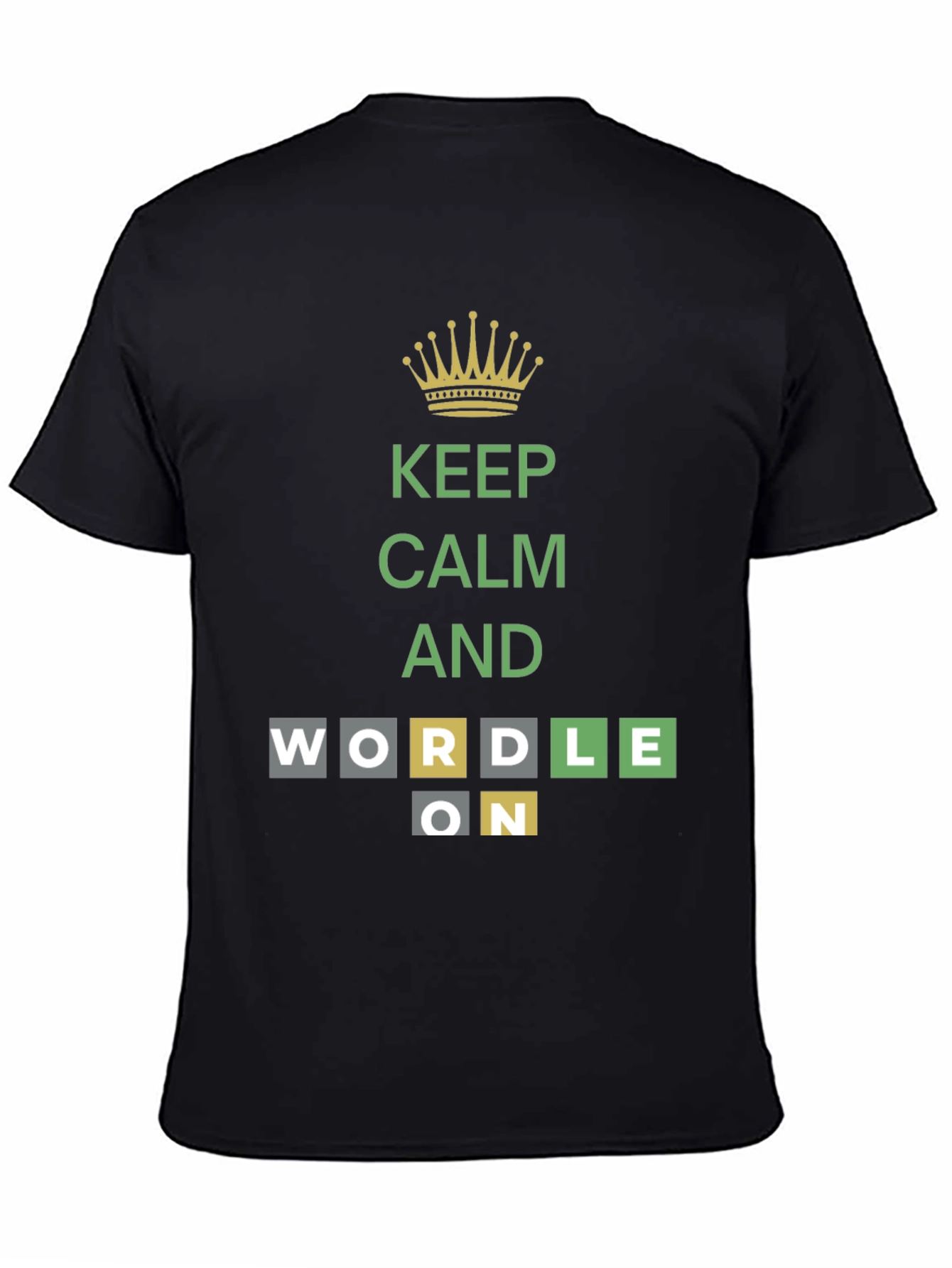Keep Calm and Wordle On Black T-Shirt