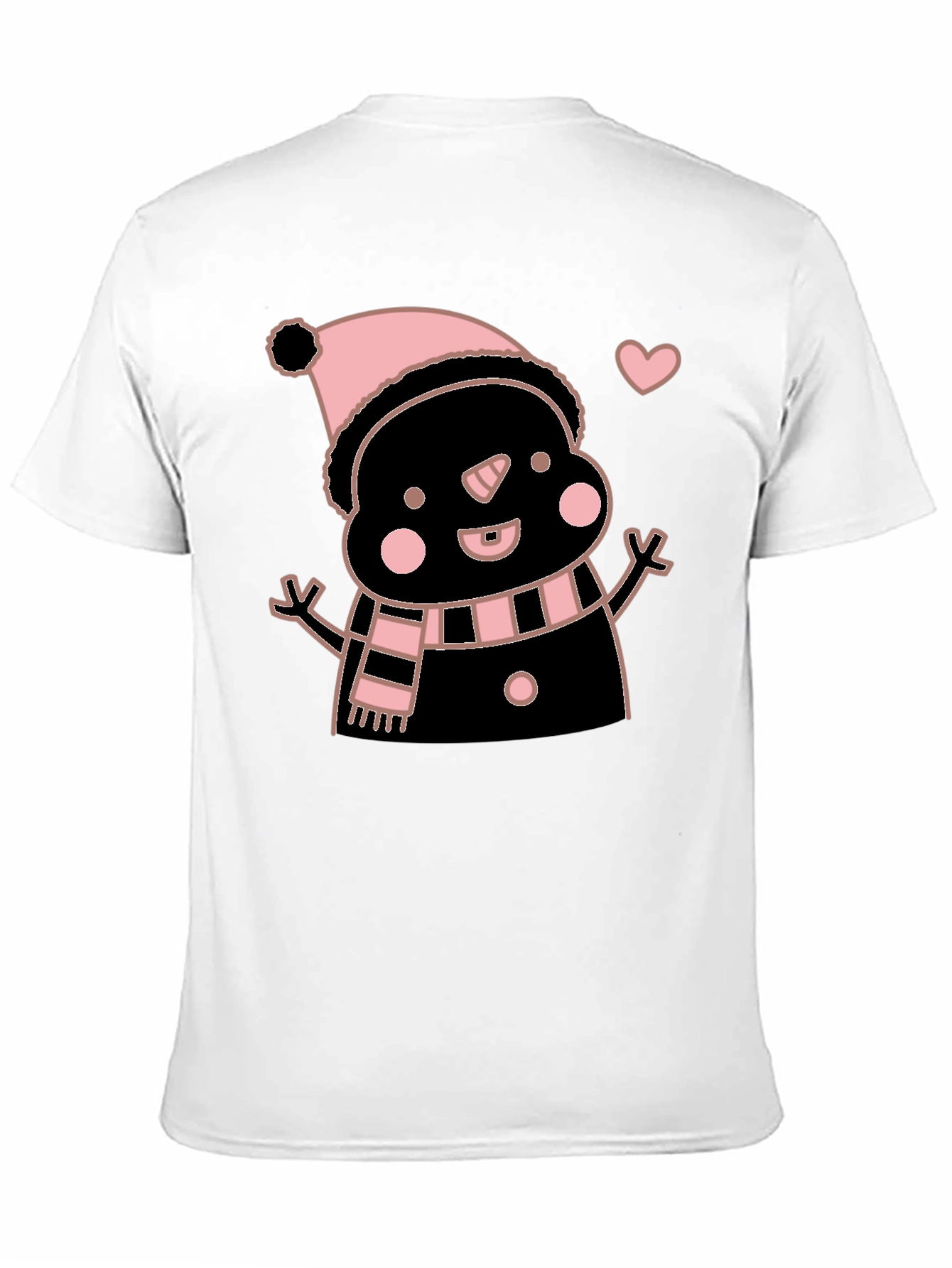 Cute Snowman Graphic Tee - Black Cotton Blend