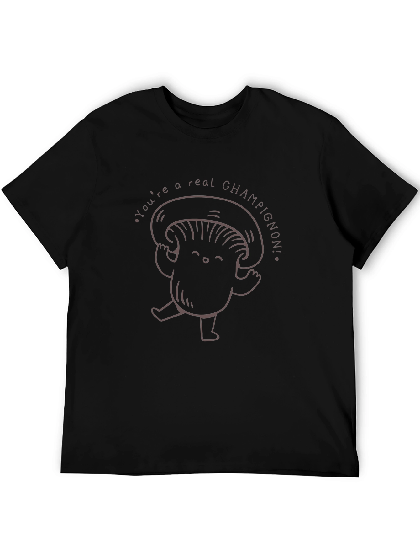 Mushroom Champignon Graphic Black T-Shirt