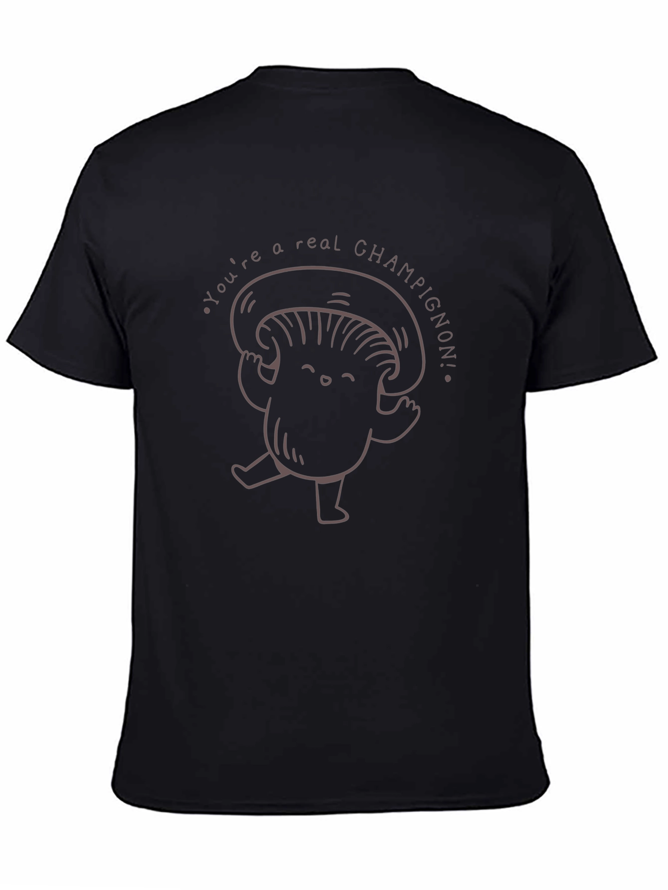 Mushroom Champignon Graphic Black T-Shirt
