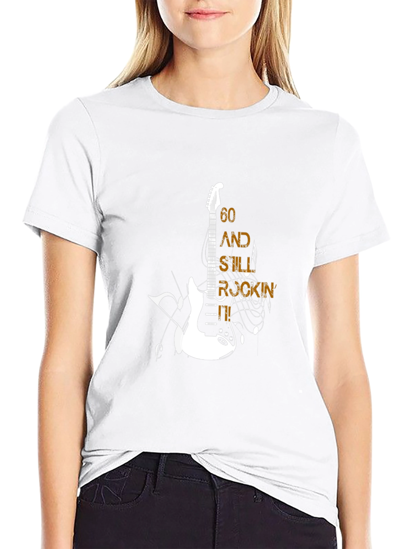 60 and Still Rockin Guitar Graphic T-Shirt