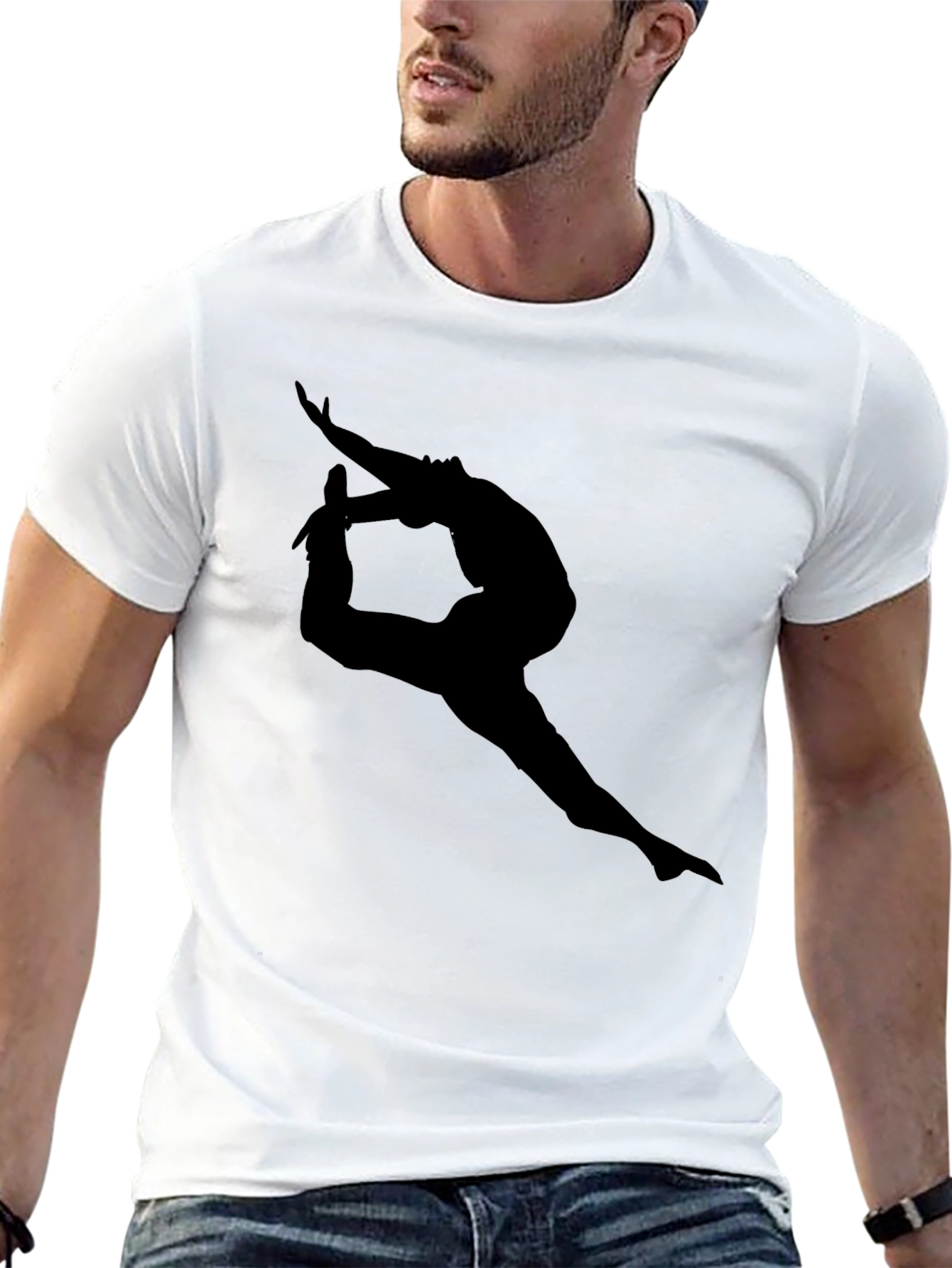 Black T-Shirt with Dancer Silhouette Graphic