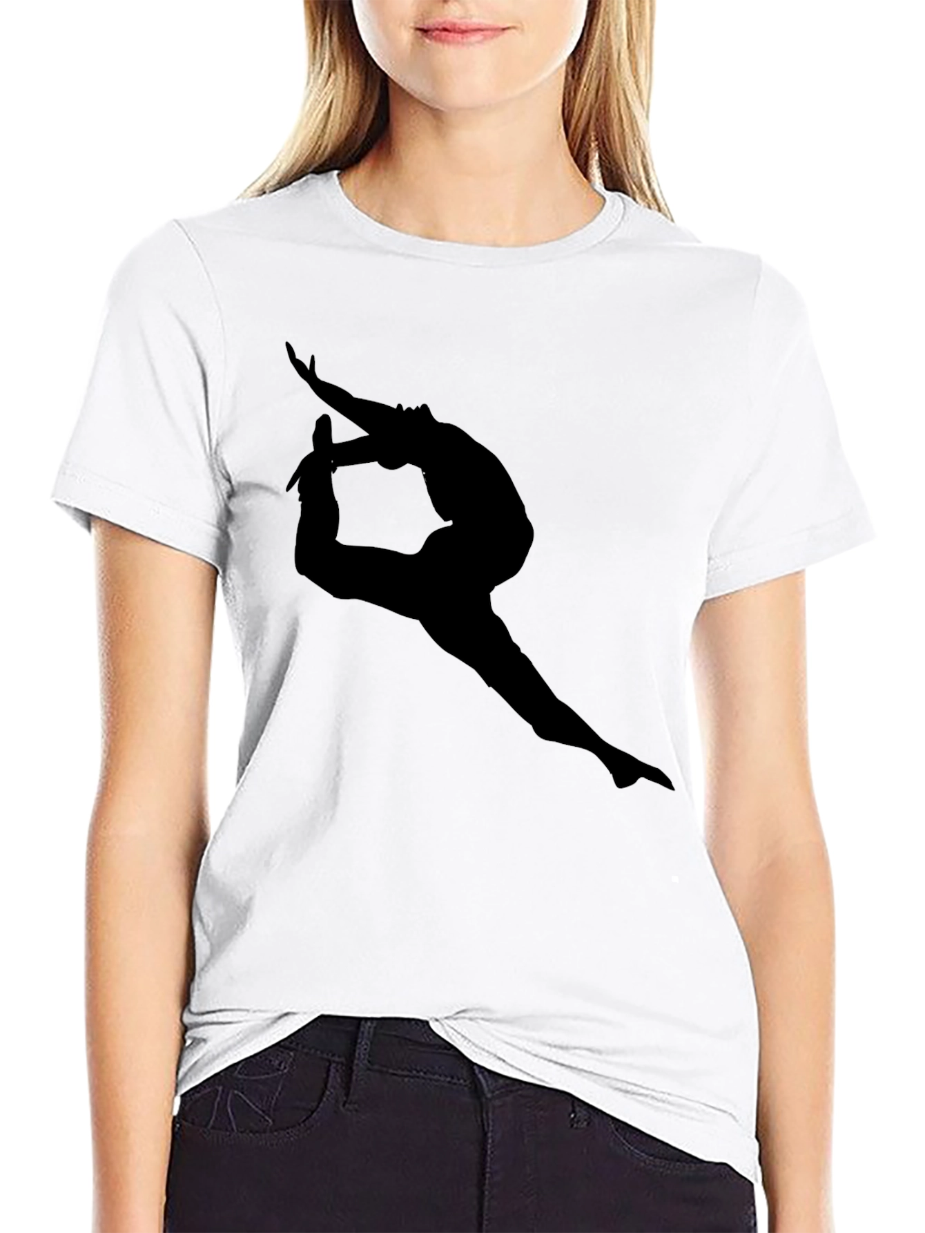 Black T-Shirt with Dancer Silhouette Graphic