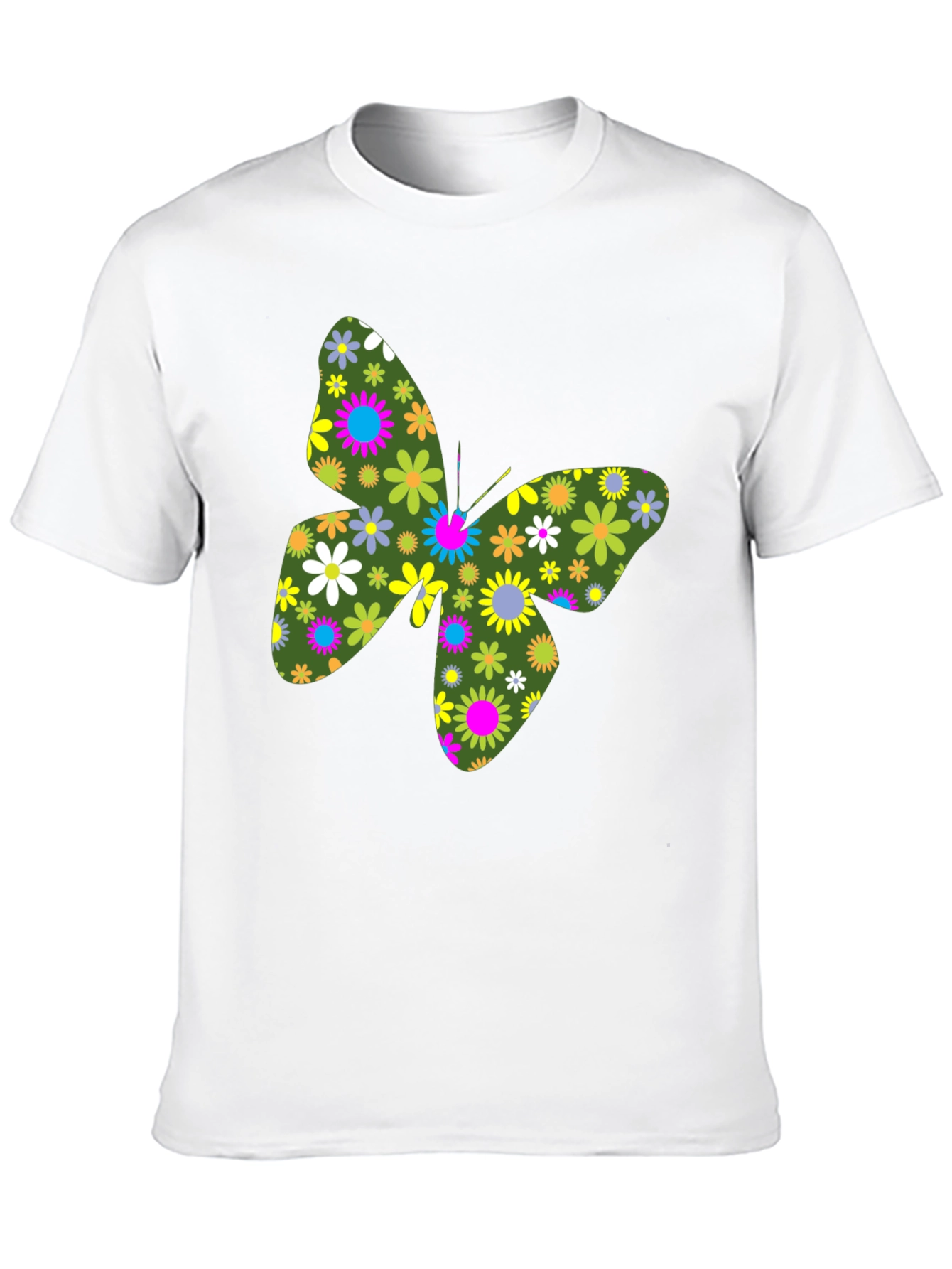 Floral Butterfly Black T-Shirt
