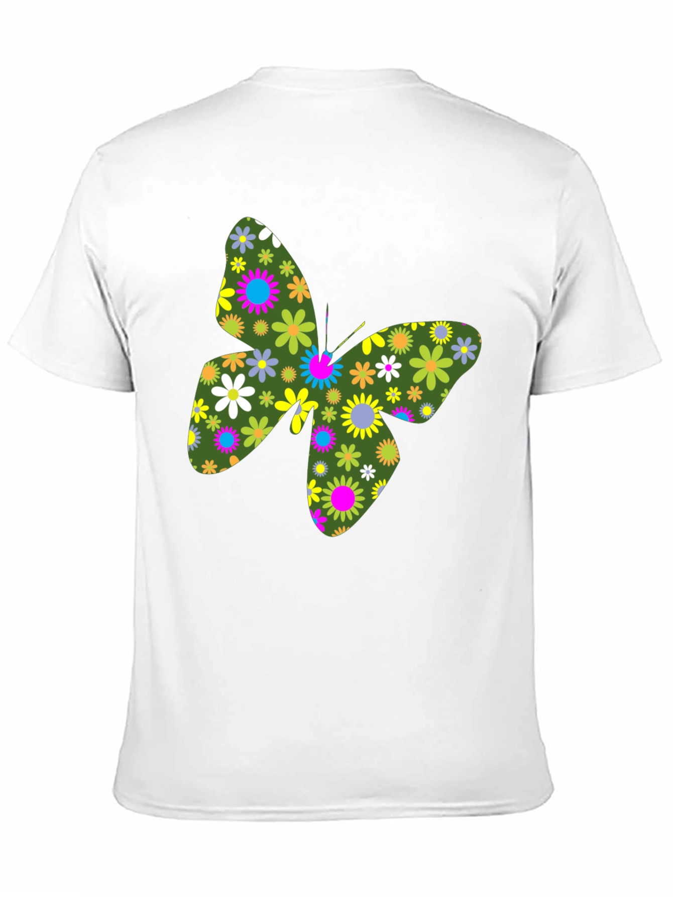 Floral Butterfly Black T-Shirt