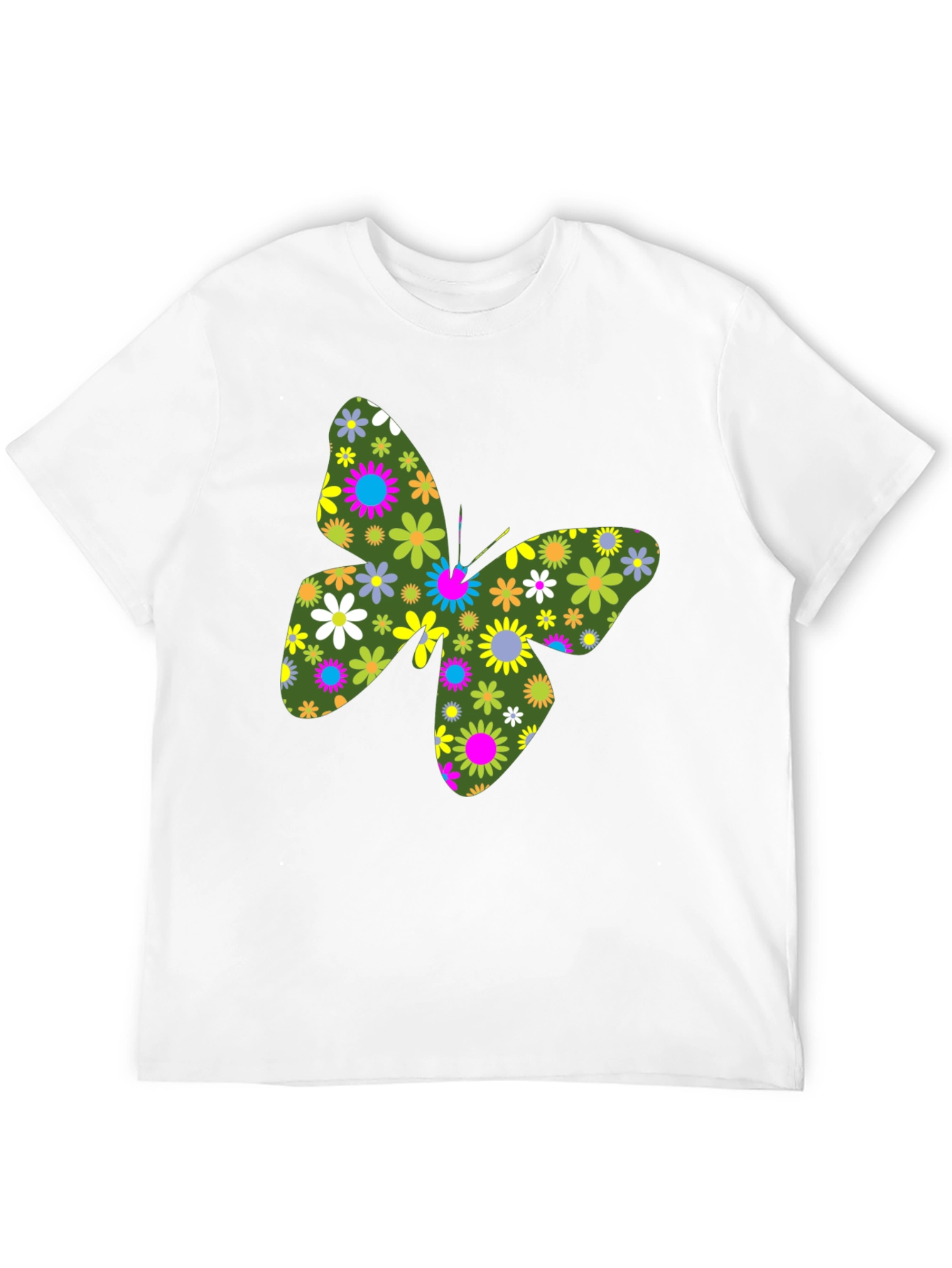 Floral Butterfly Black T-Shirt