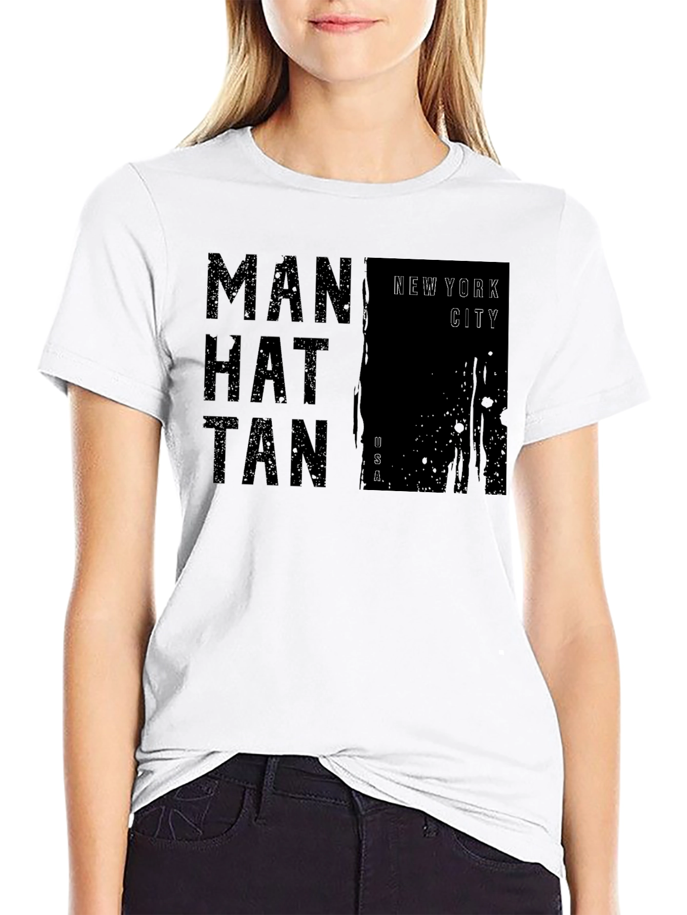 Manhattan New York City Black T-Shirt