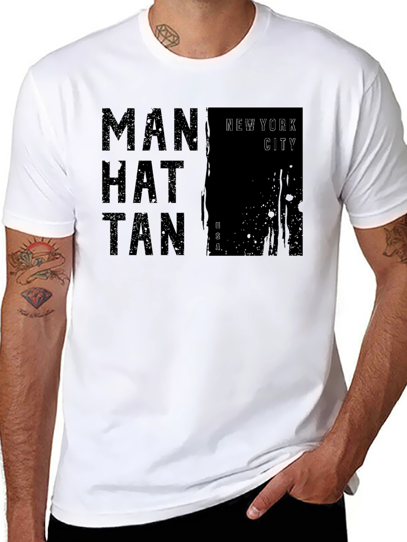 Manhattan New York City Black T-Shirt
