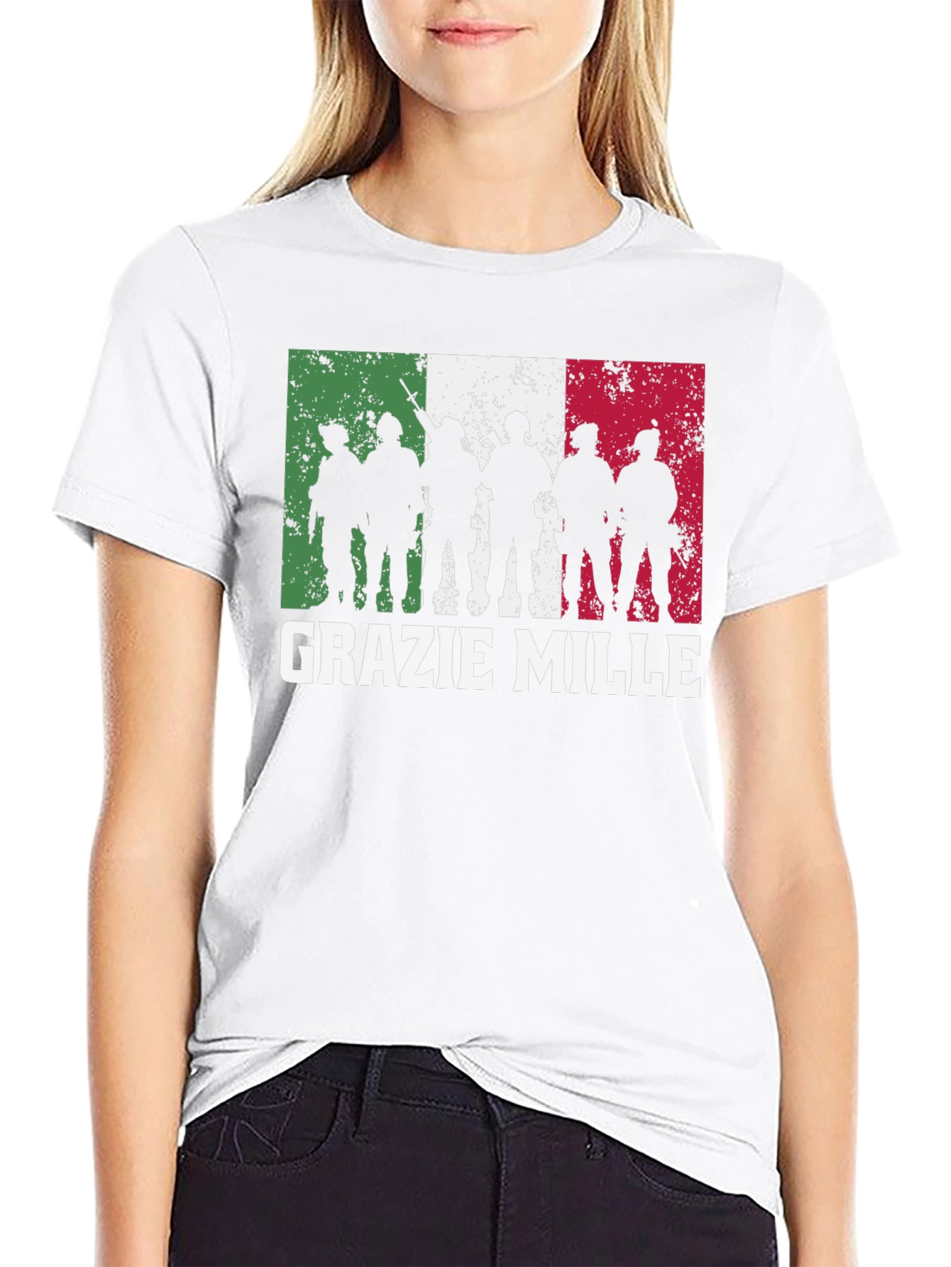 Grazie Mille Italian Flag Silhouette T-Shirt