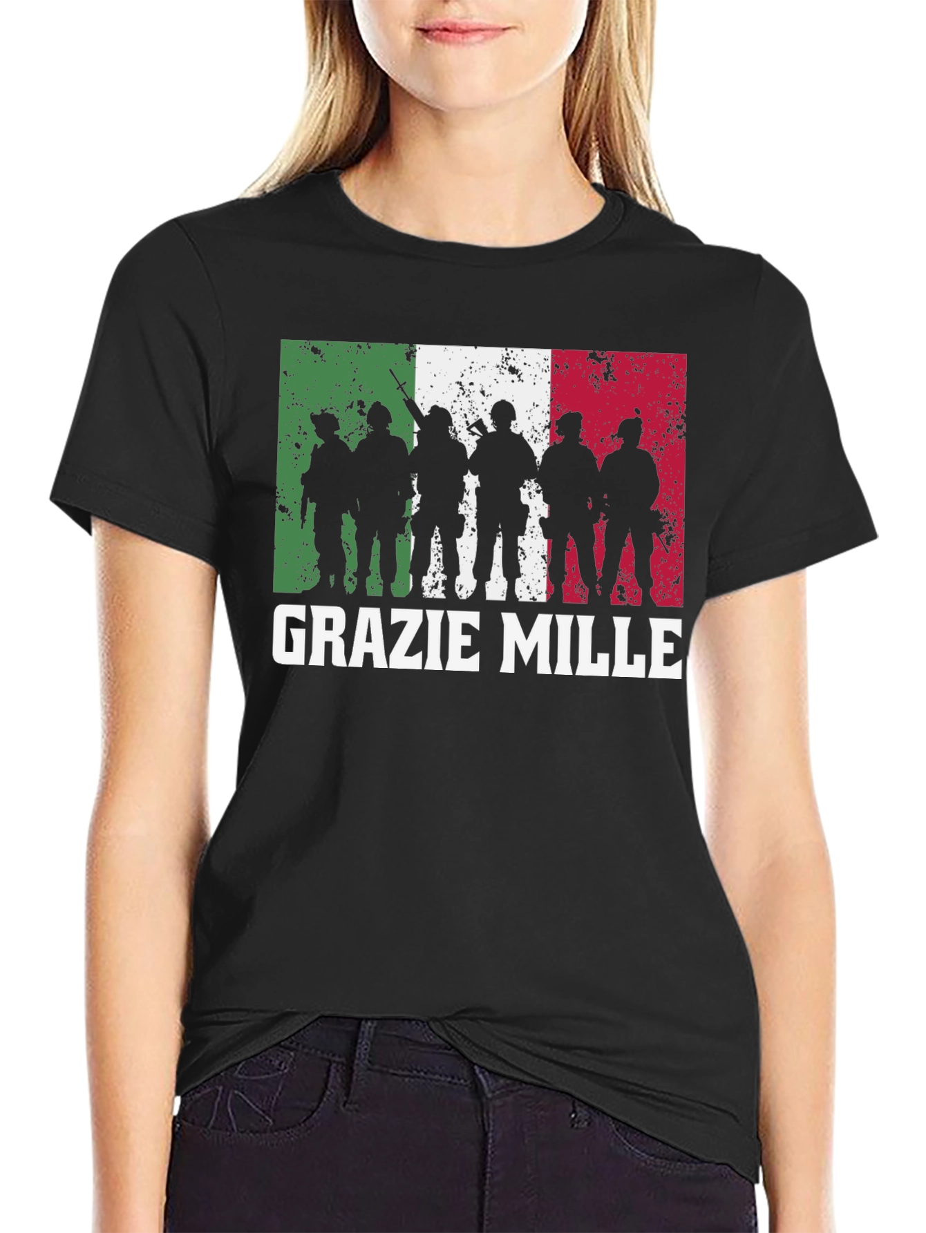 Grazie Mille Italian Flag Silhouette T-Shirt