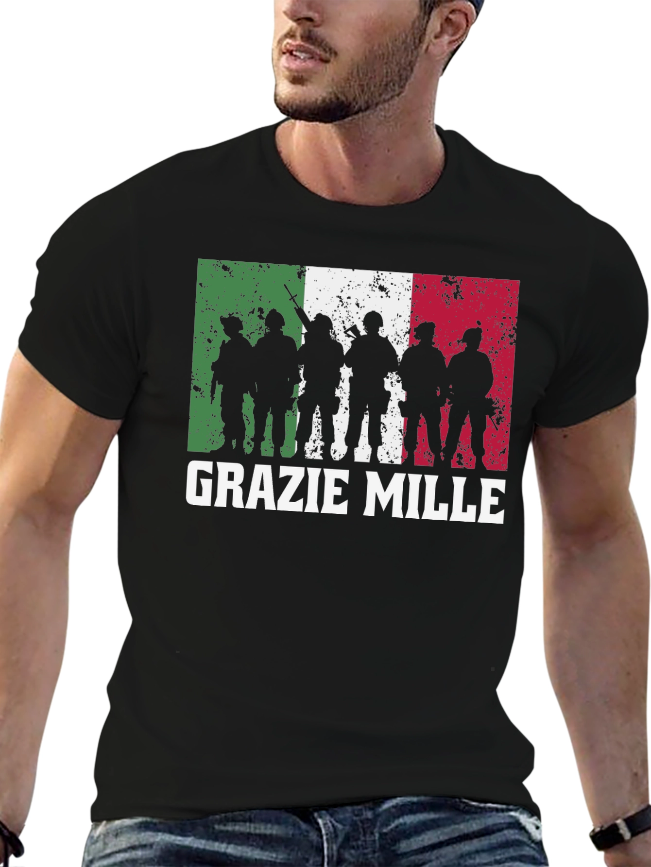 Grazie Mille Italian Flag Silhouette T-Shirt