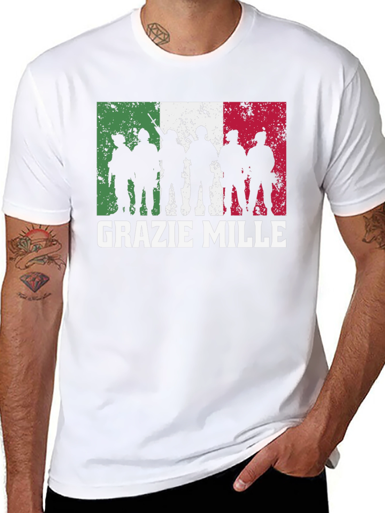 Grazie Mille Italian Flag Silhouette T-Shirt