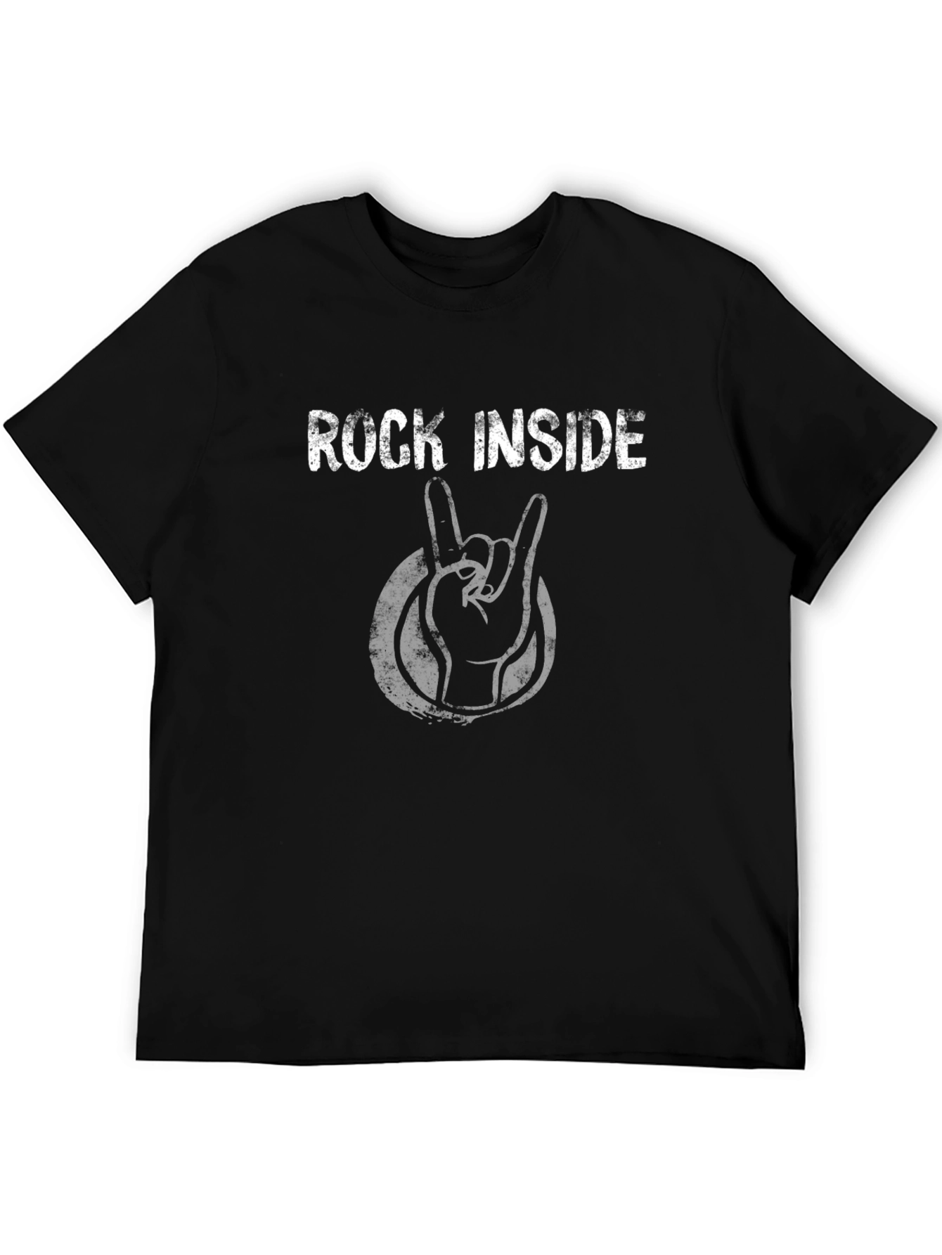 Rock Inside Graphic Tee - Black Cotton T-Shirt