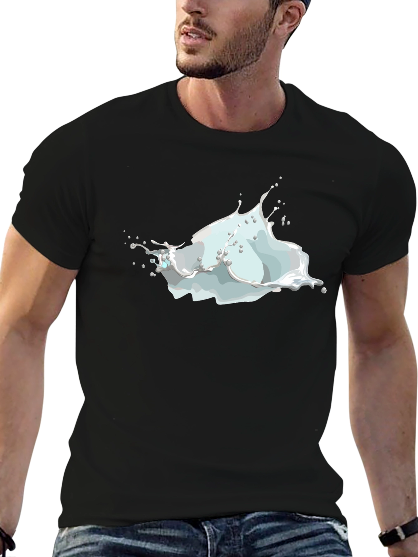 Milk Splash Graphic Tee - Mens Black T-Shirt