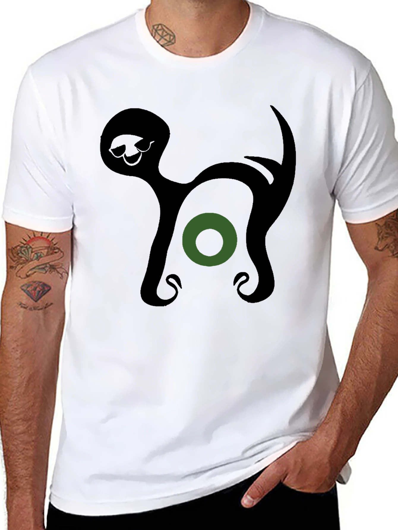 Abstract Cat Graphic T-Shirt - Modern Art Tee