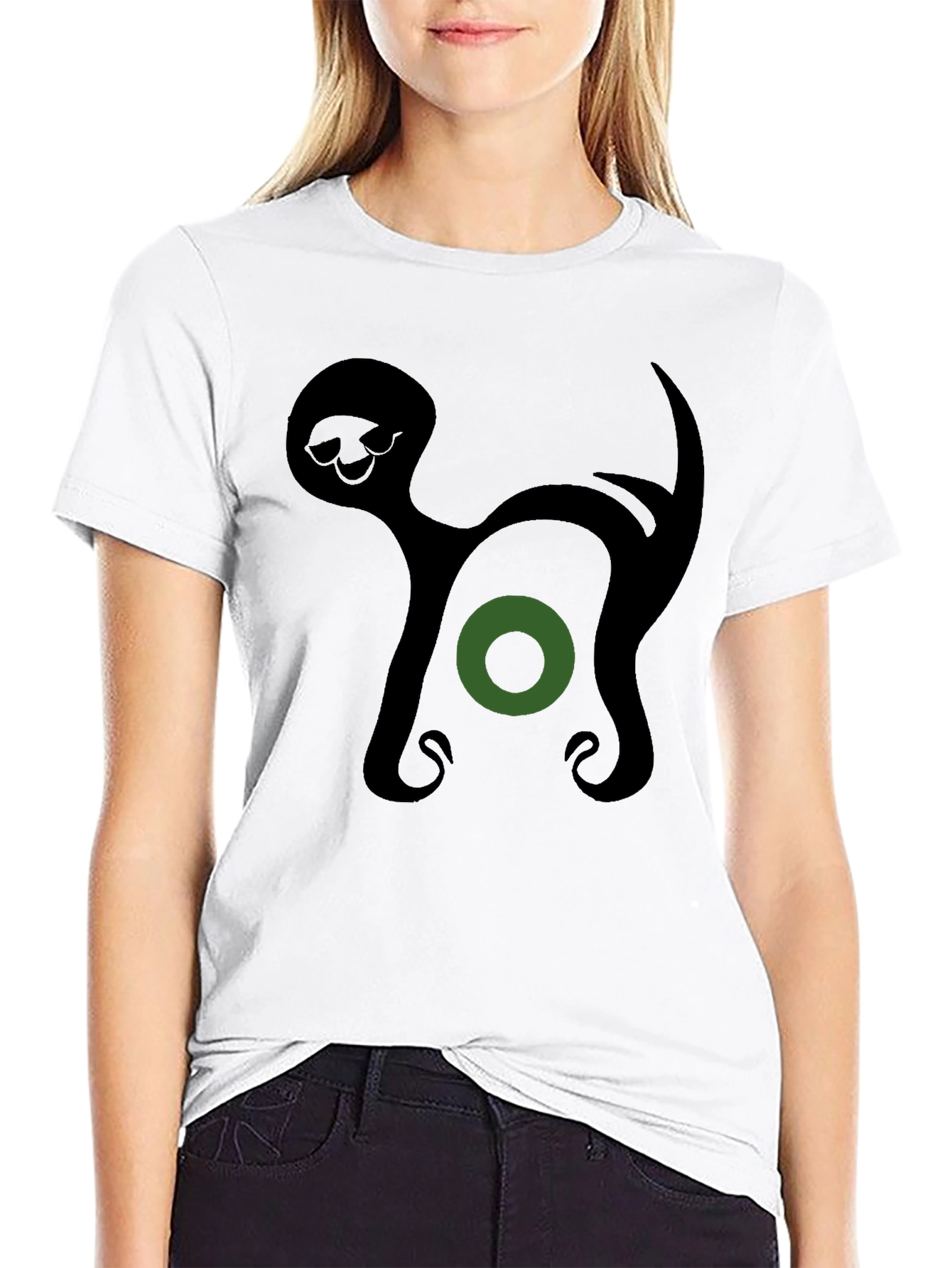 Abstract Cat Graphic T-Shirt - Modern Art Tee