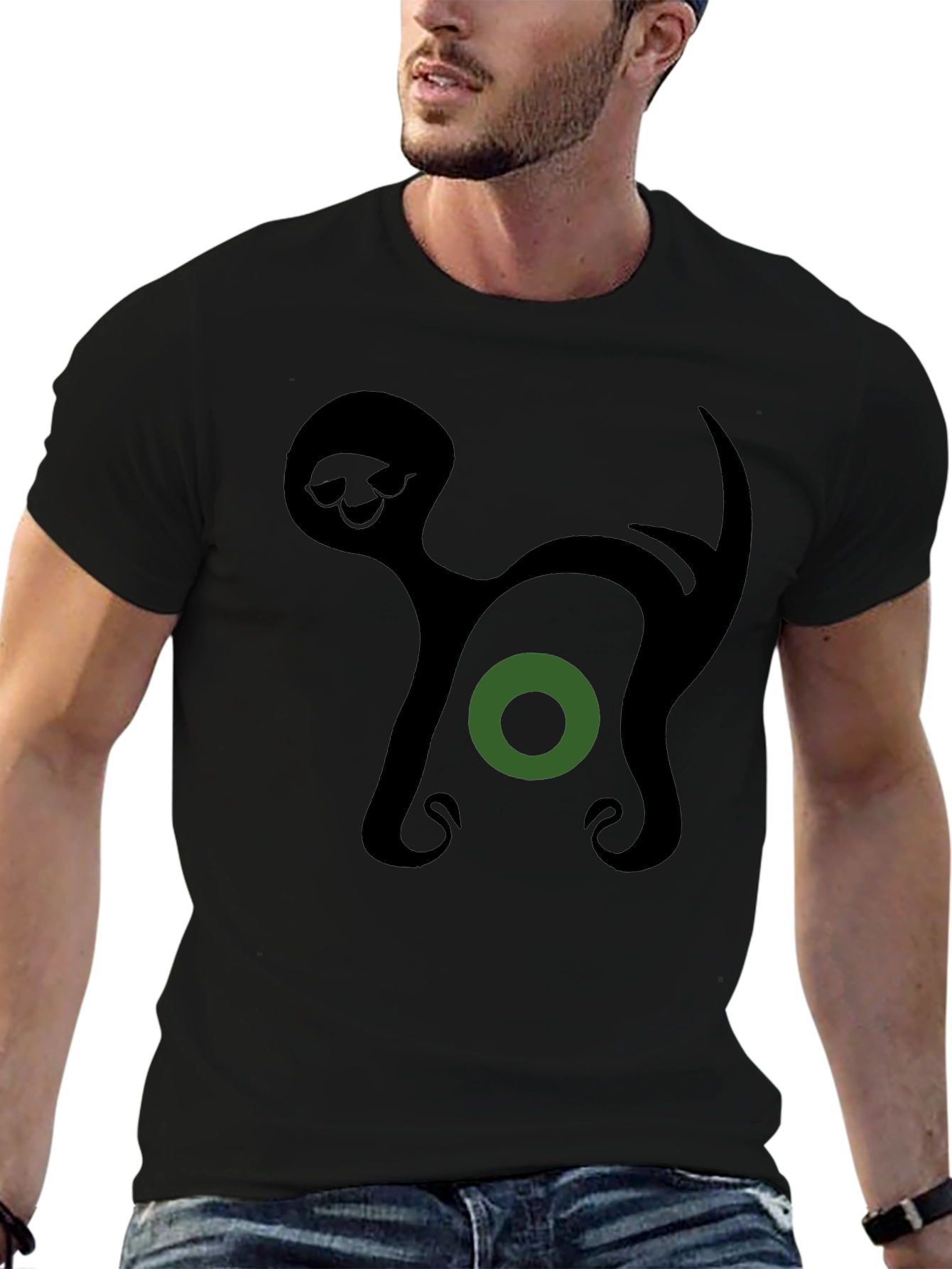 Abstract Cat Graphic T-Shirt - Modern Art Tee