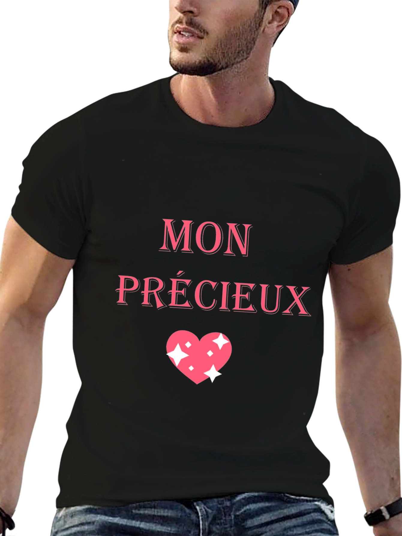 Mon Précieux Heart Graphic Tee - Stylish Black T-Shirt