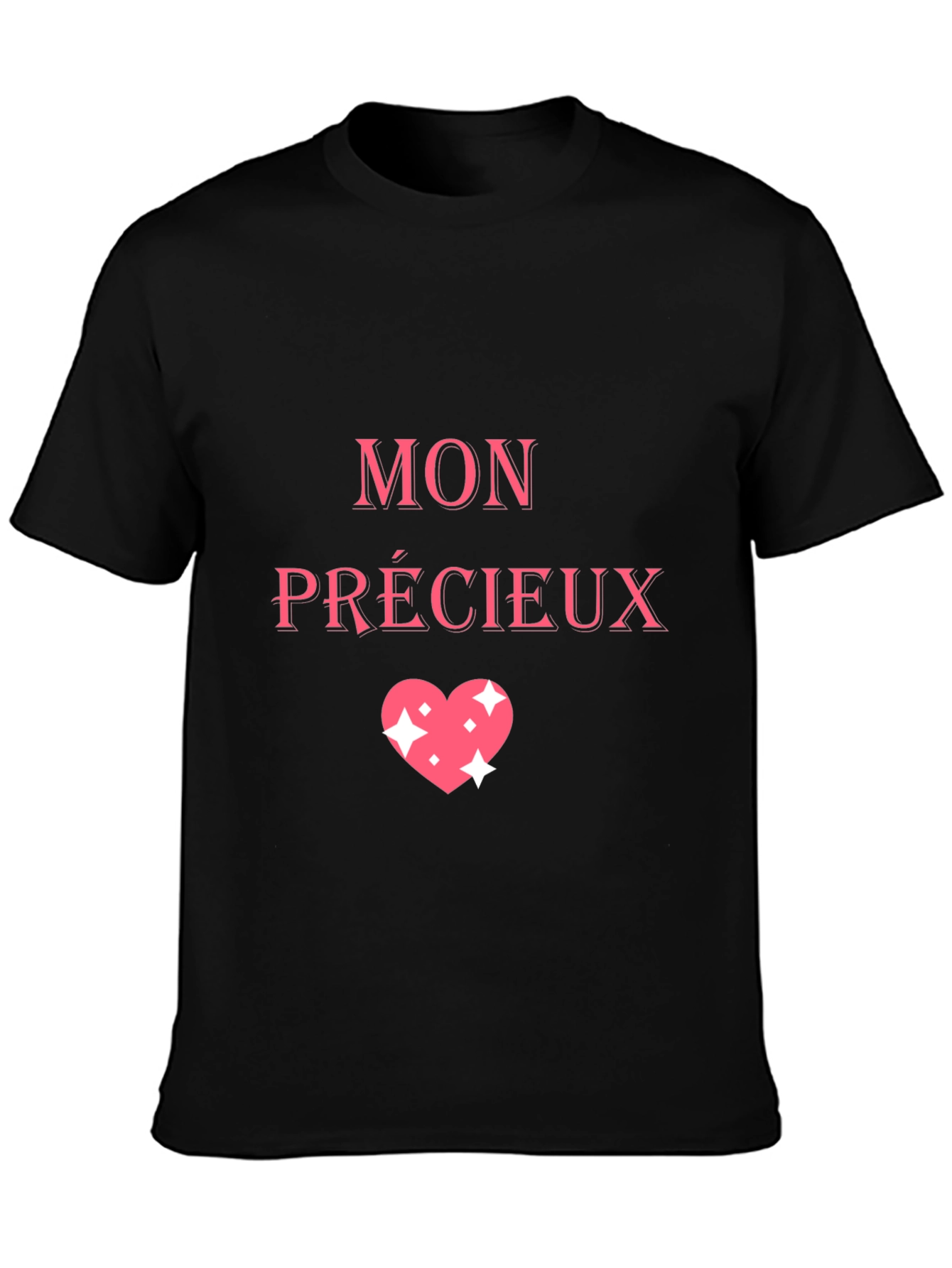 Mon Précieux Heart Graphic Tee - Stylish Black T-Shirt