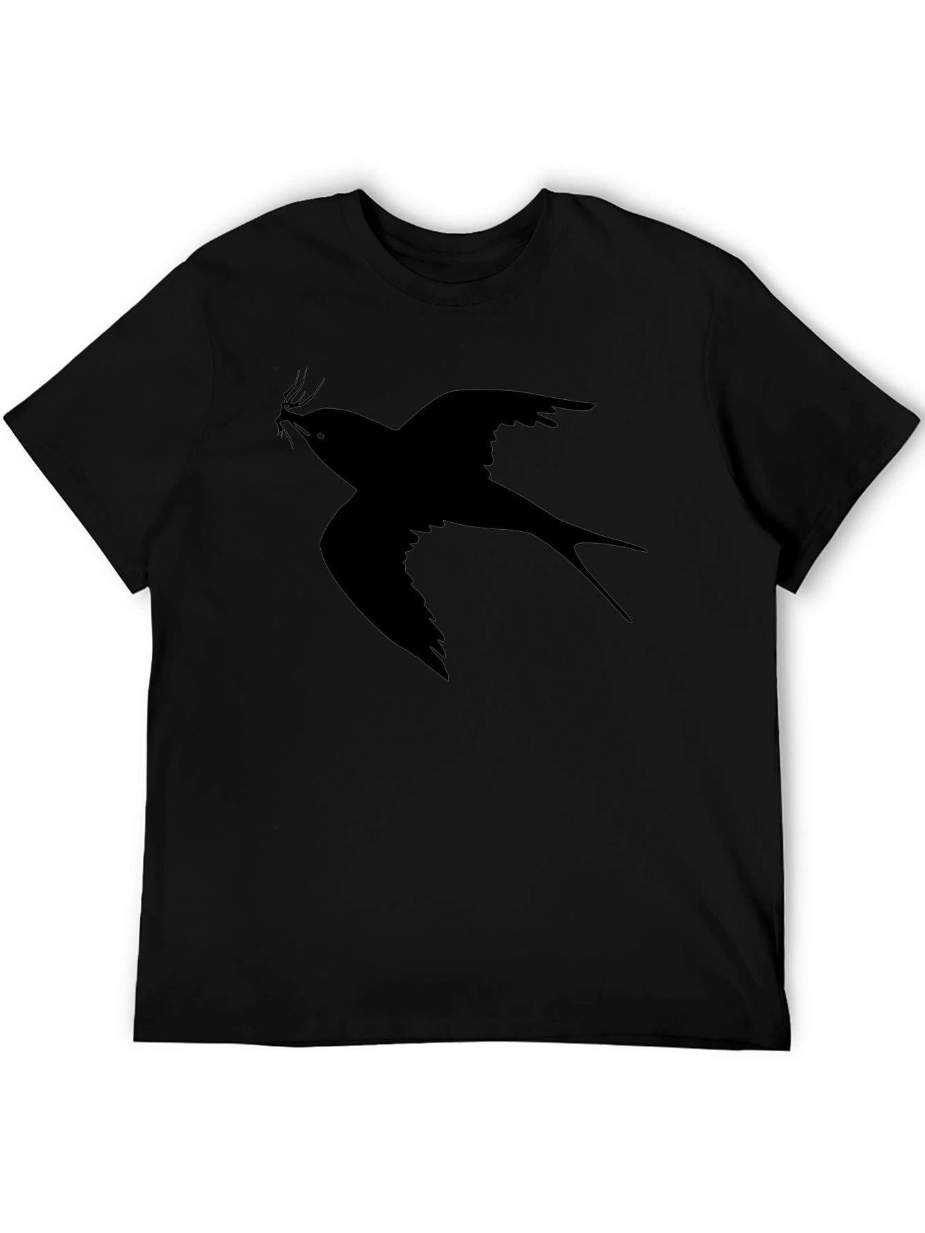 Swallow Bird Graphic Black T-Shirt