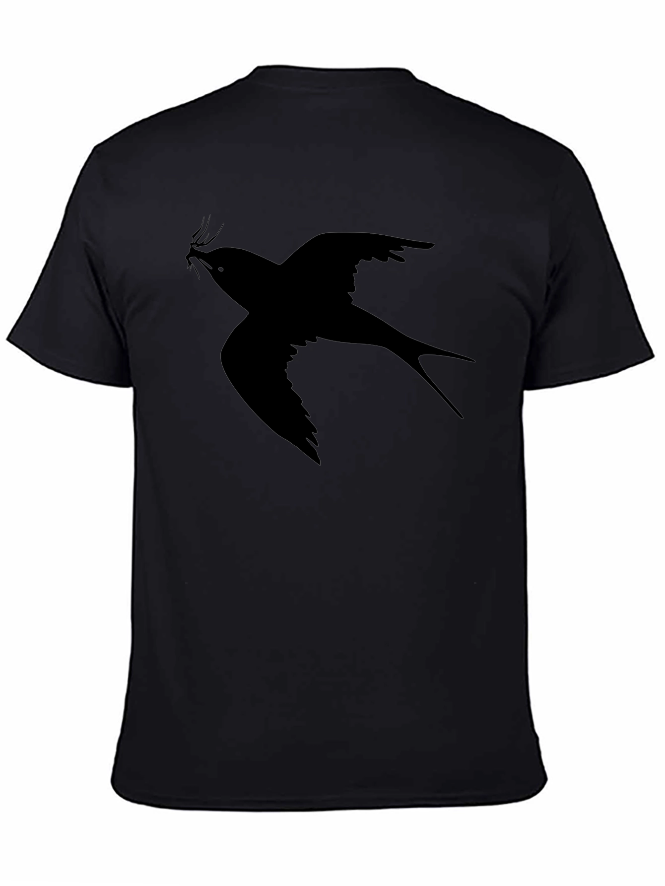 Swallow Bird Graphic Black T-Shirt