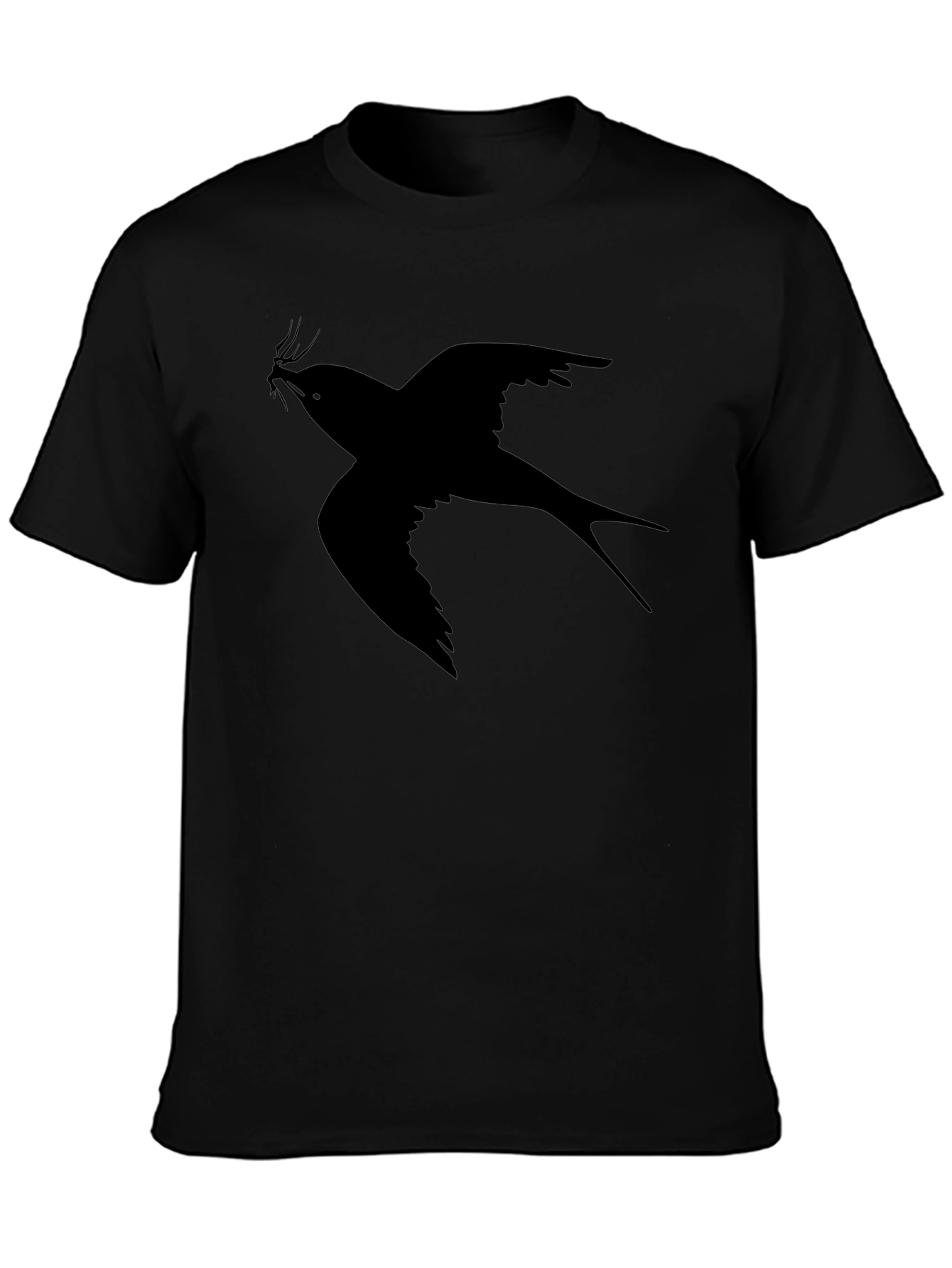 Swallow Bird Graphic Black T-Shirt