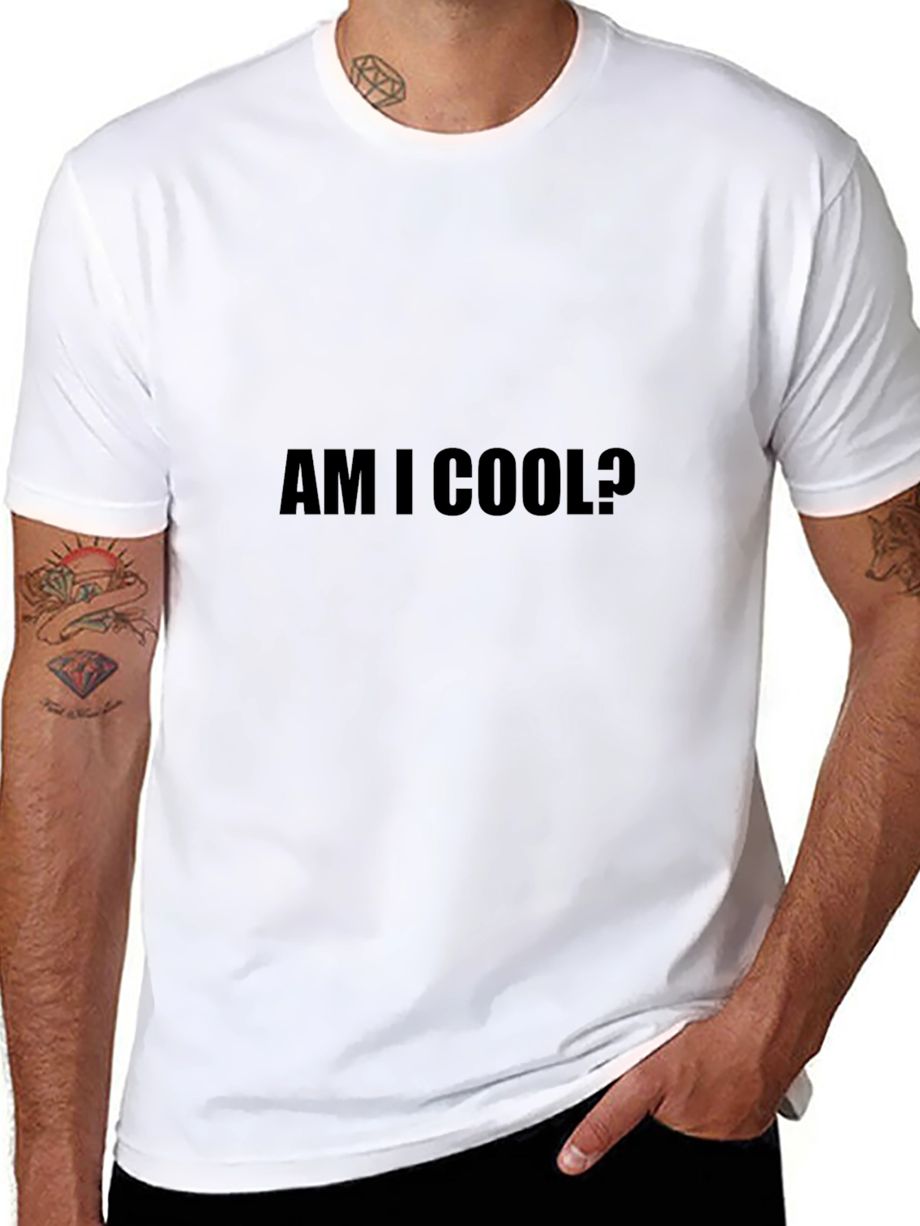 Am I Cool? Graphic Tee - Black Cotton T-Shirt