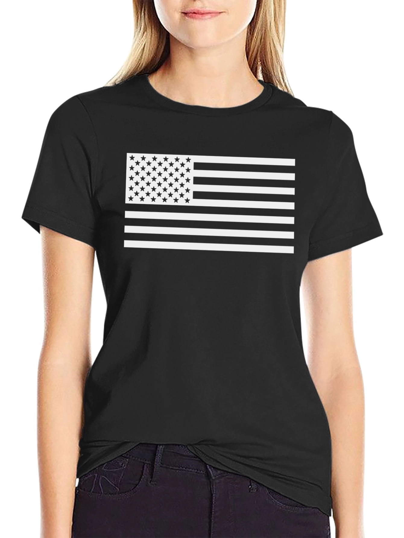 American Flag Graphic Black T-Shirt