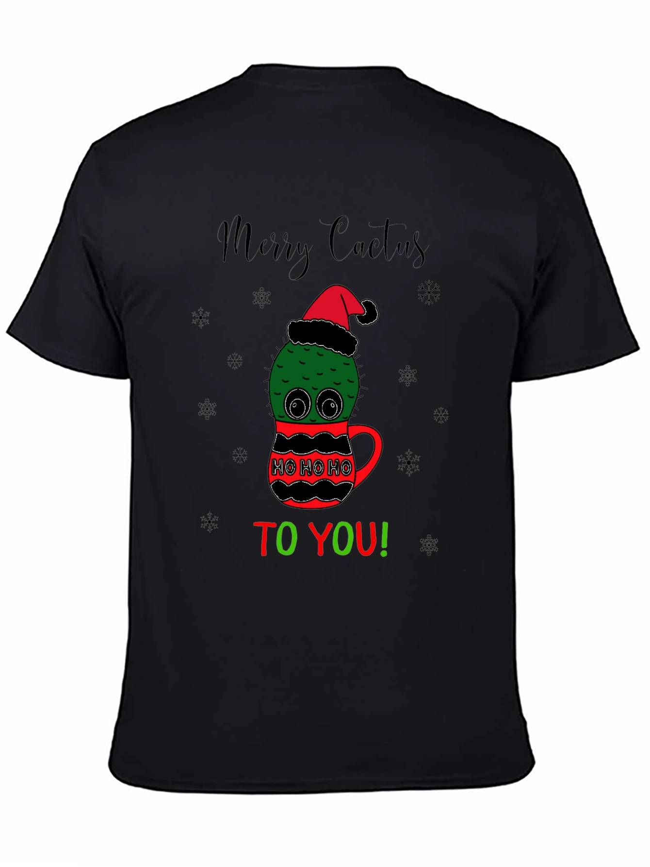 Merry Cactus Christmas Graphic T-Shirt