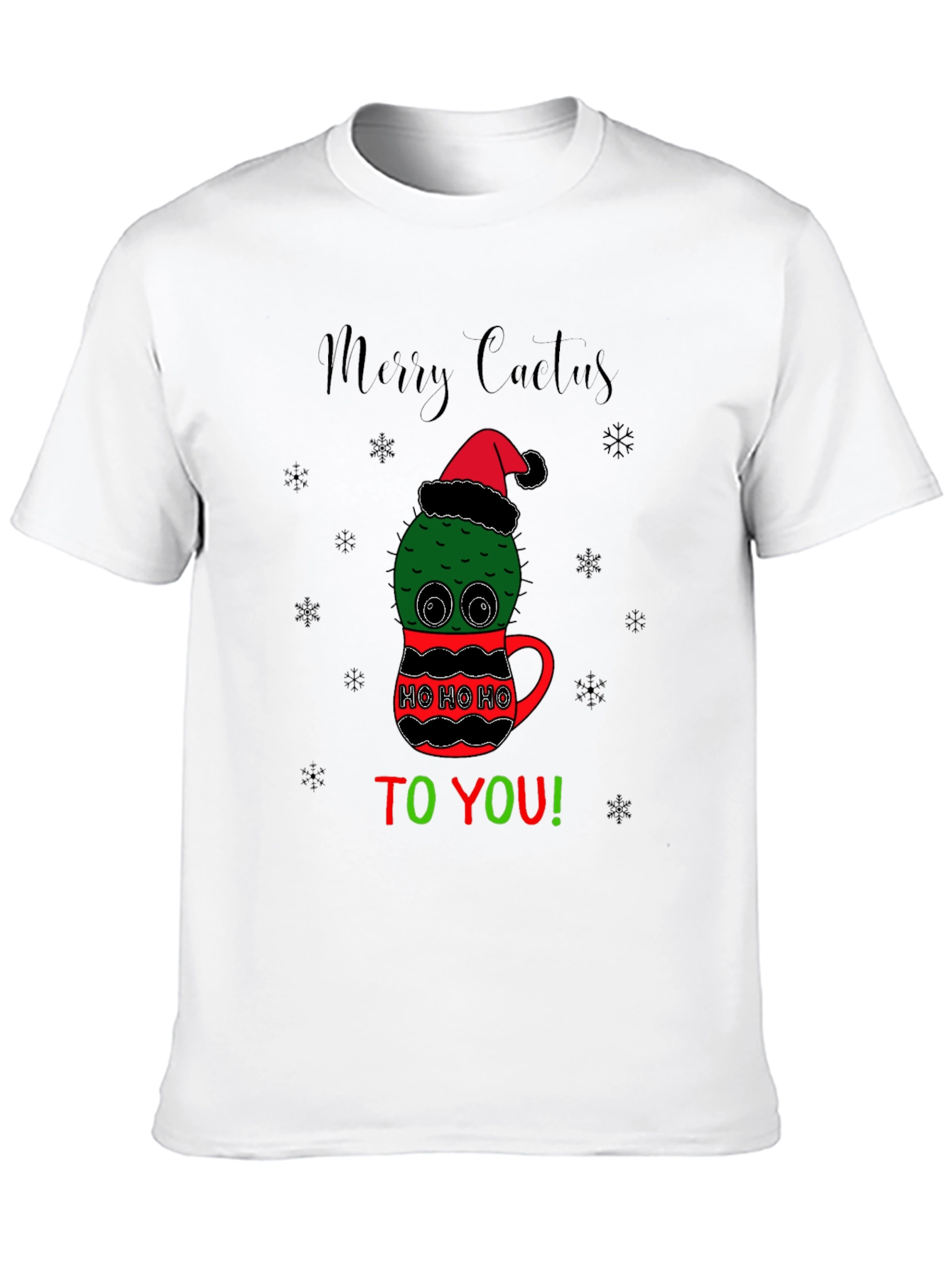 Merry Cactus Christmas Graphic T-Shirt