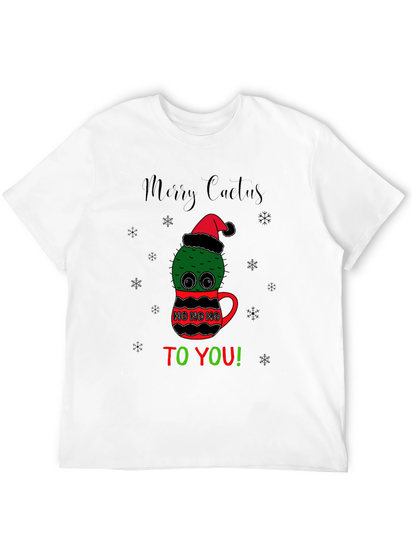 Merry Cactus Christmas Graphic T-Shirt