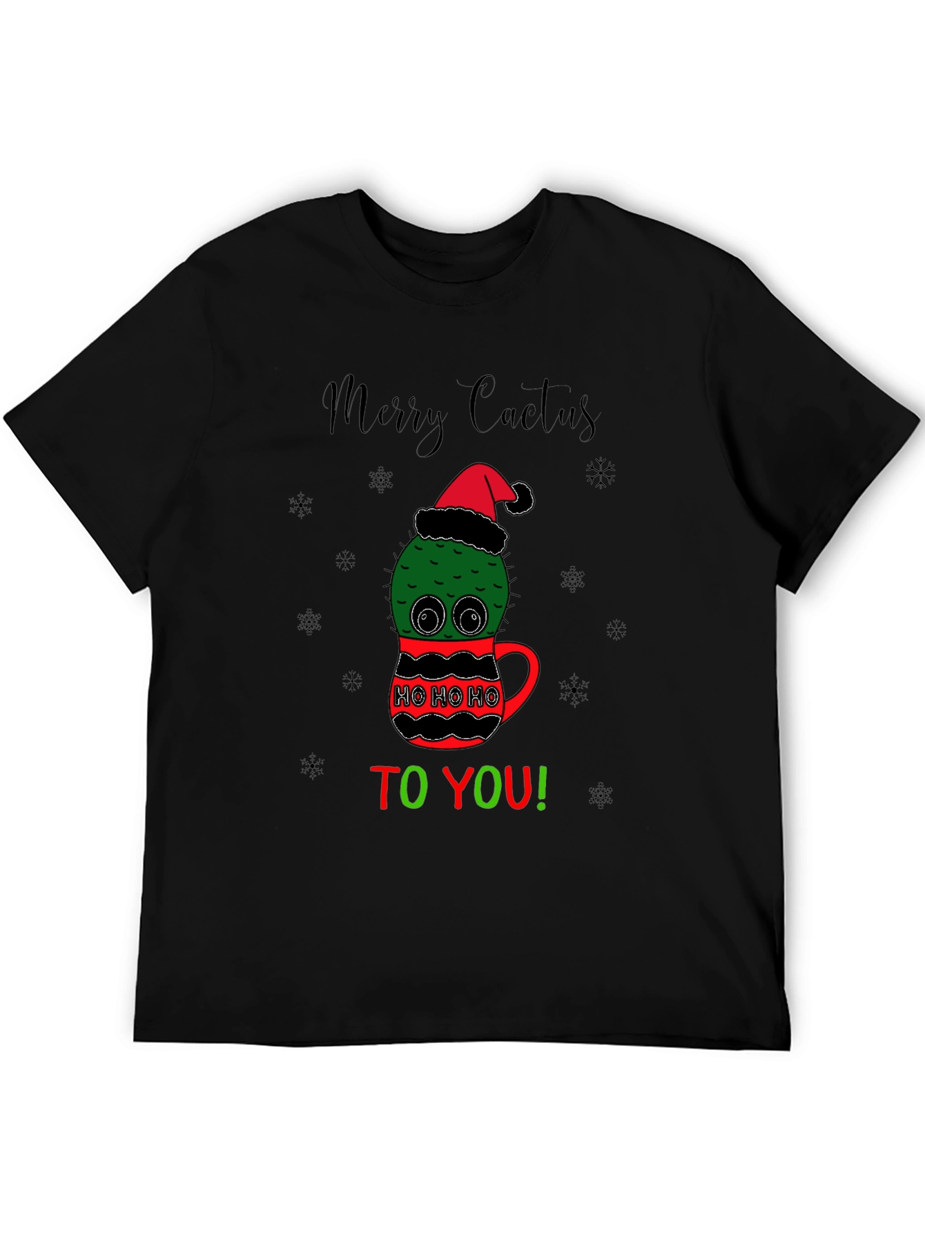 Merry Cactus Christmas Graphic T-Shirt