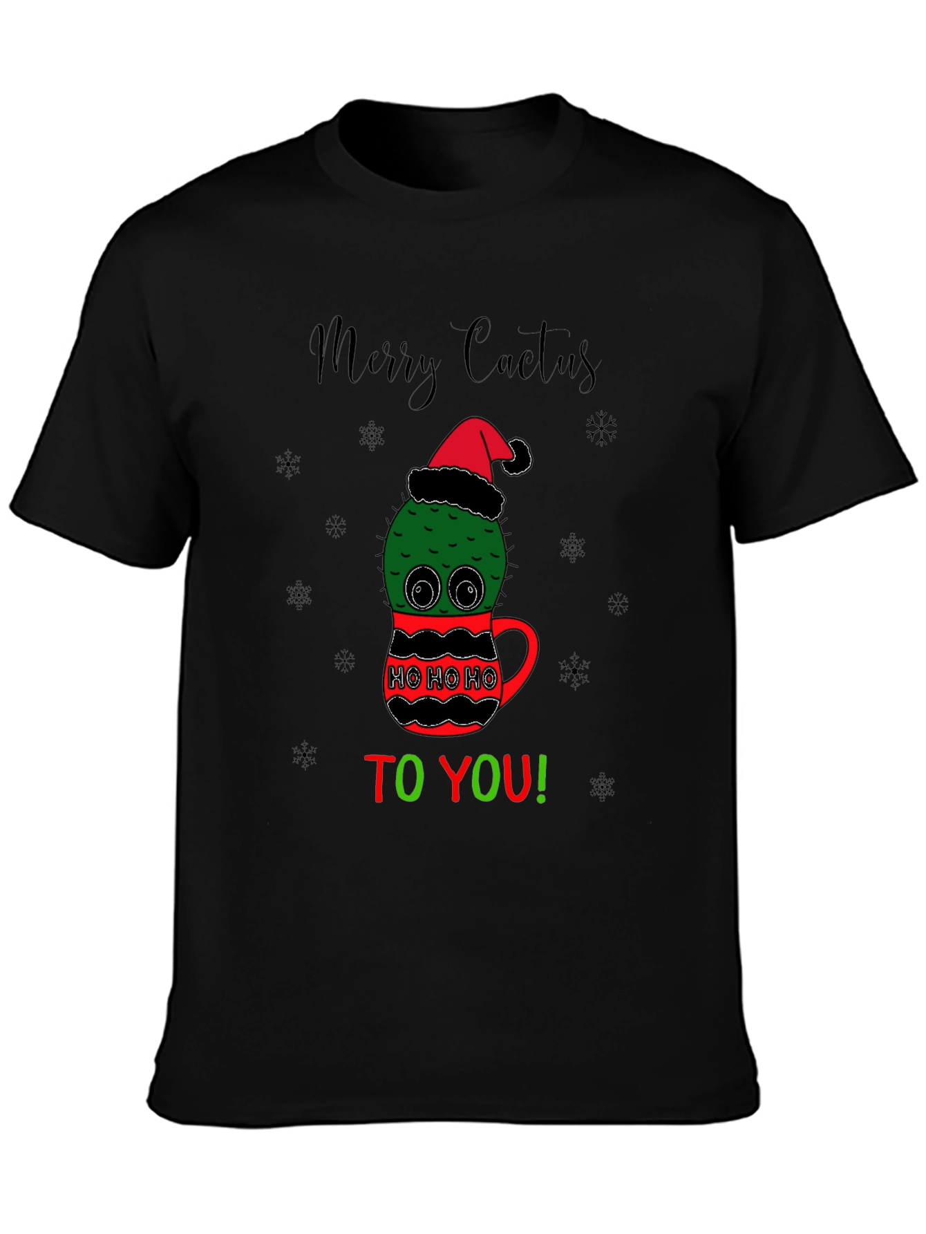 Merry Cactus Christmas Graphic T-Shirt
