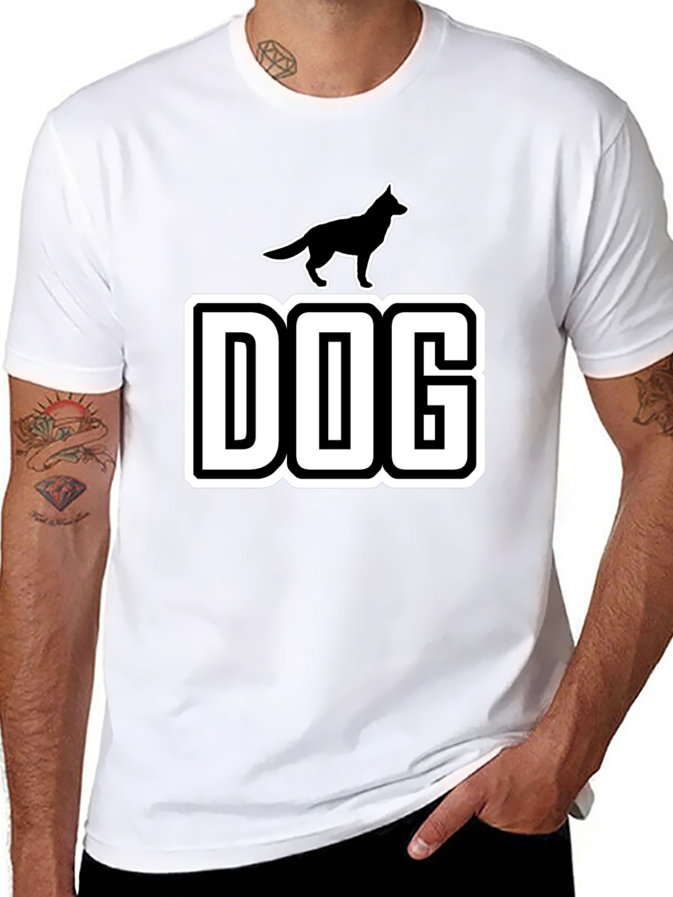 Dog Silhouette Graphic T-Shirt