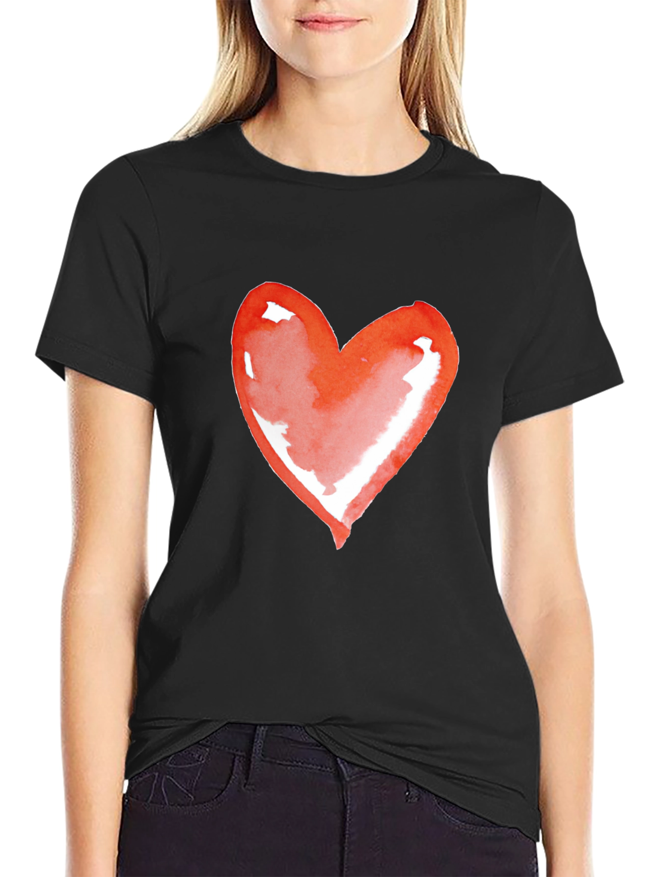 Heart Graphic Tee - Black Casual Shirt