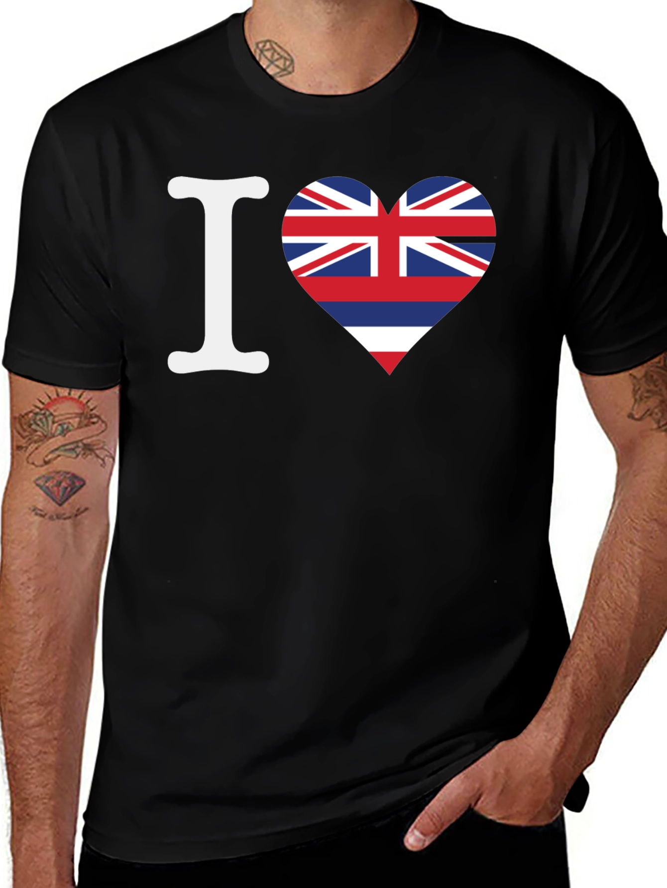 I Love Hawaii Flag Heart Graphic T-Shirt