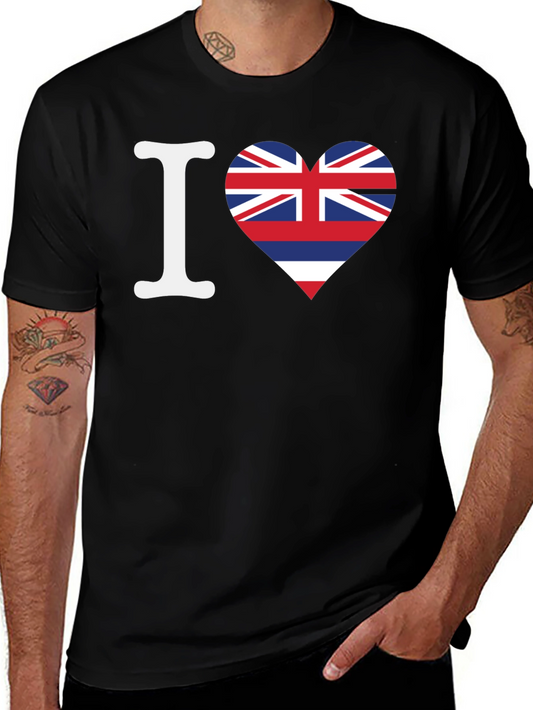 I Love Hawaii Flag Heart Graphic T-Shirt