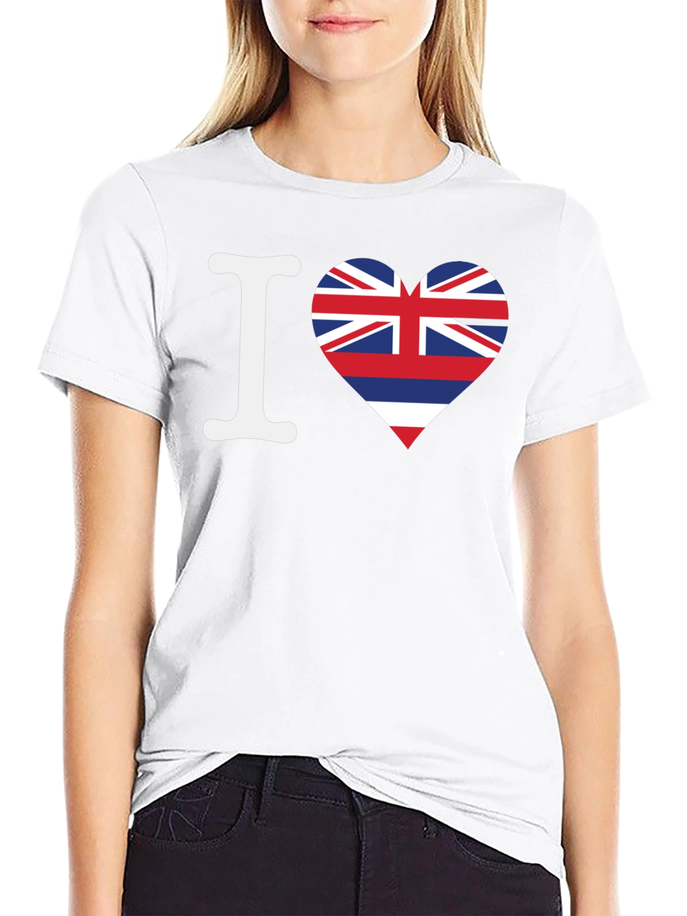 I Love Hawaii Flag Heart Graphic T-Shirt