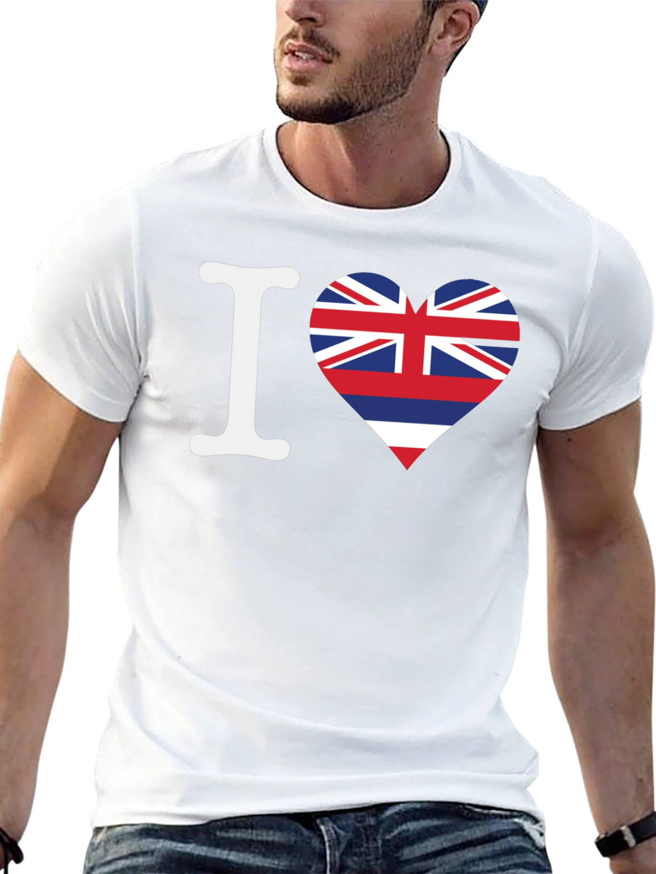 I Love Hawaii Flag Heart Graphic T-Shirt