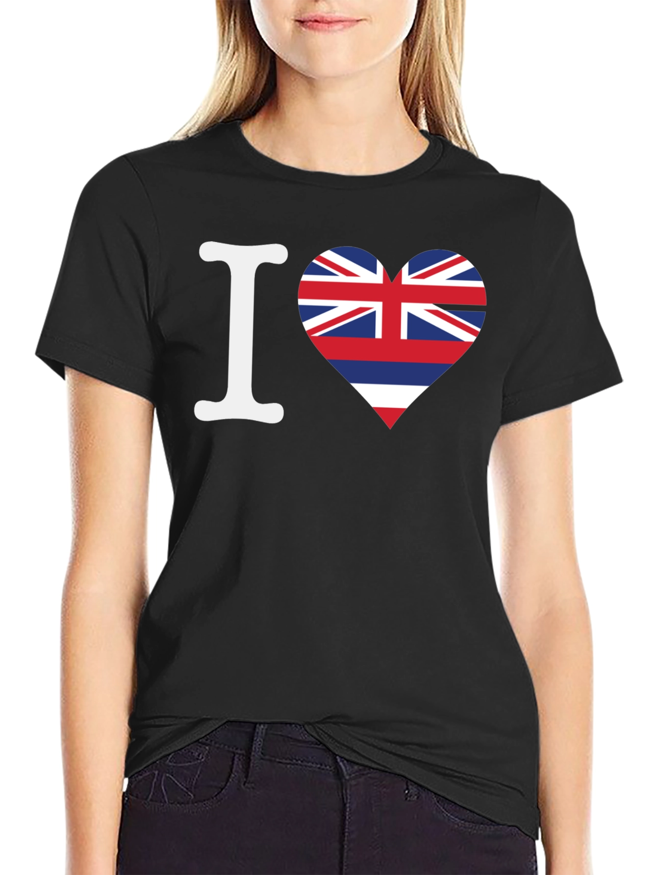 I Love Hawaii Flag Heart Graphic T-Shirt