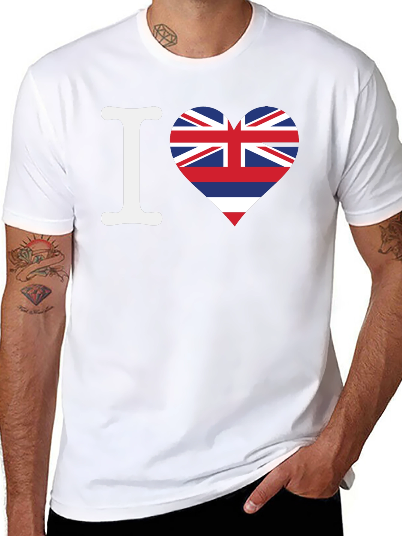 I Love Hawaii Flag Heart Graphic T-Shirt