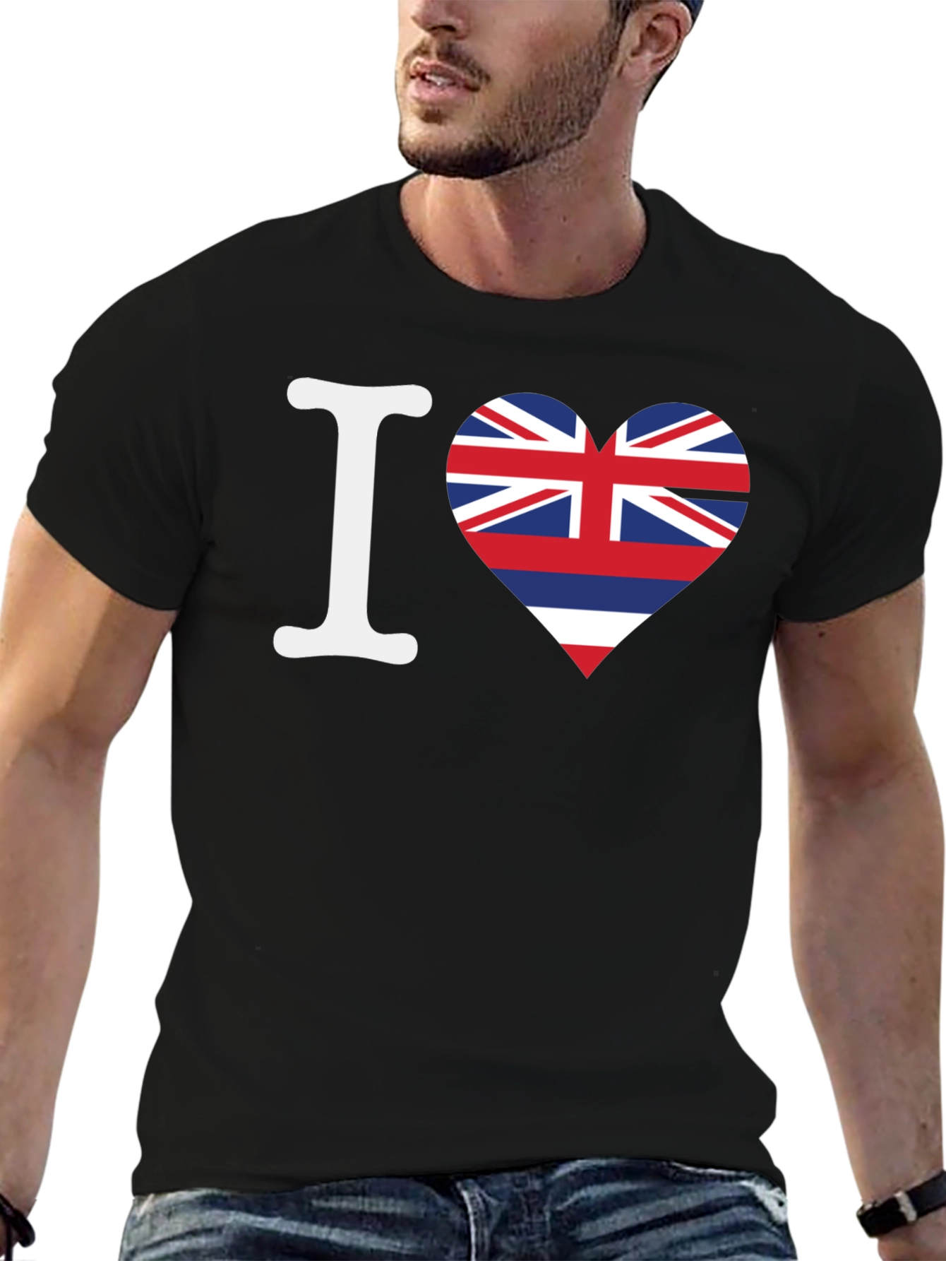 I Love Hawaii Flag Heart Graphic T-Shirt