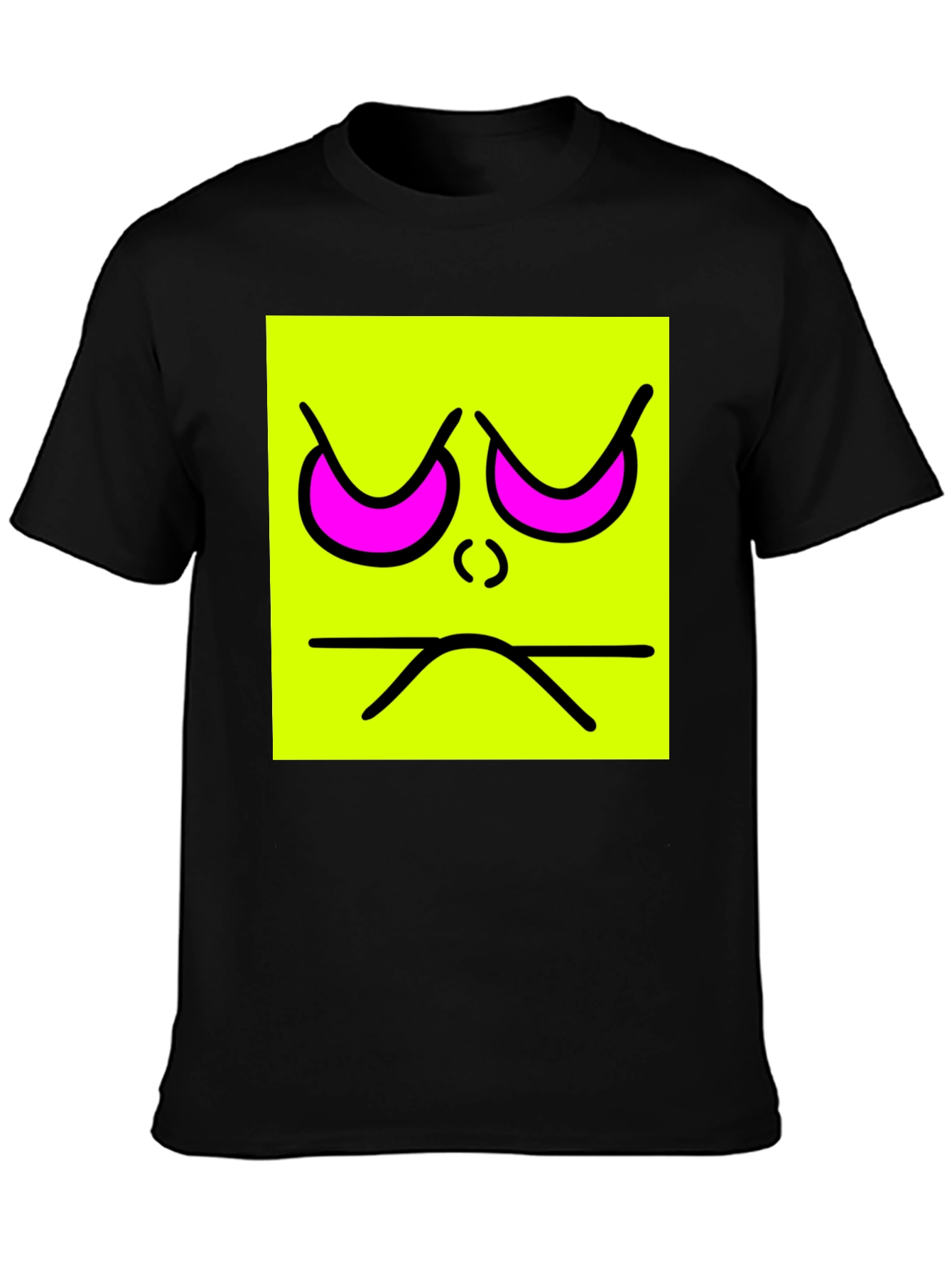 Grumpy Face Graphic Tee - Neon Square T-Shirt