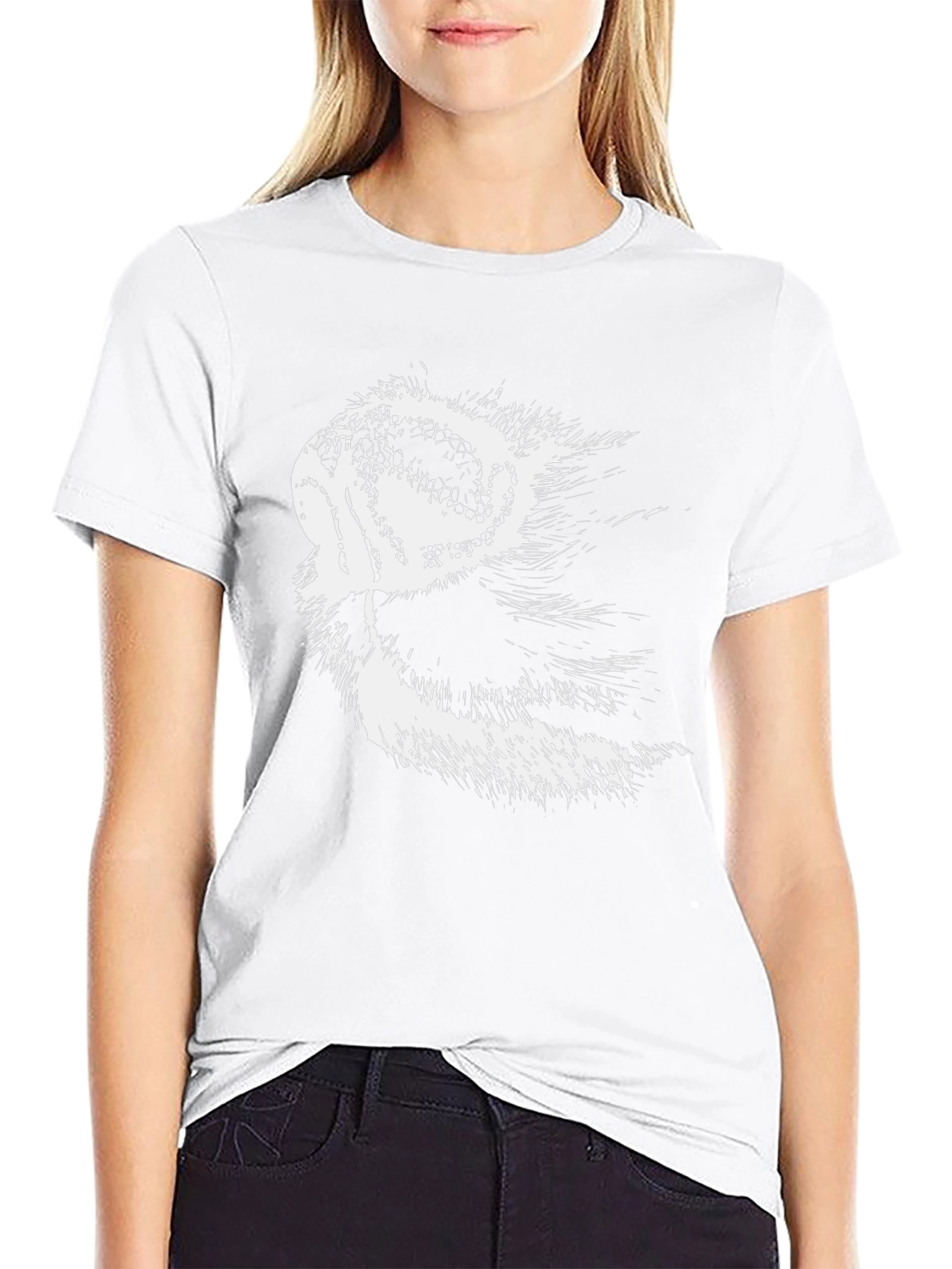 Stylish Black Tee with Animal Snout Graphic